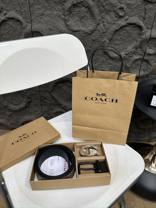 Coach Double Head Belt - Premium Leather, Complete Gift Set 1 Coach Double Head Belt - Premium Leather, Complete Gift Set