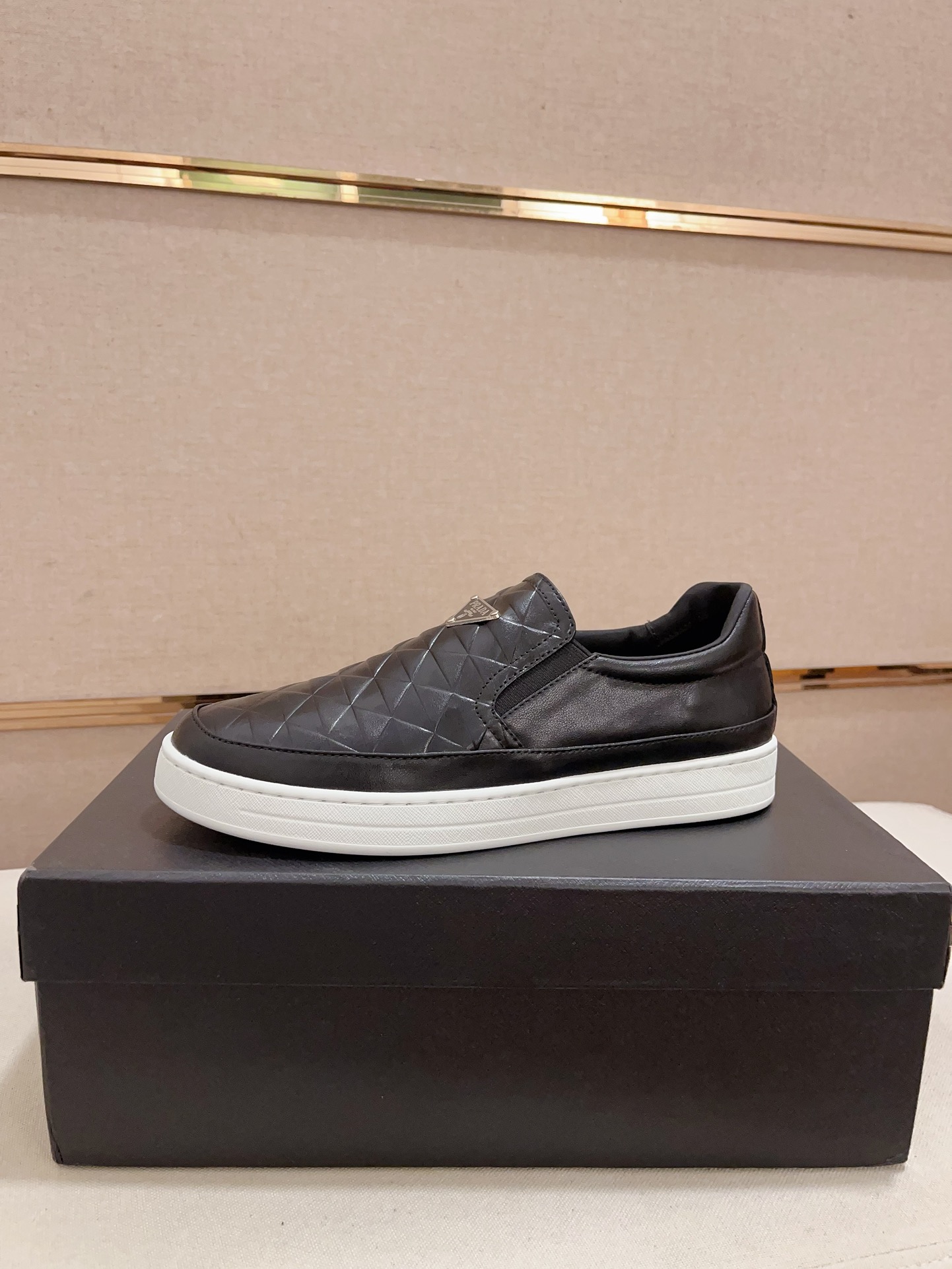 Prada Men's Leather Slip-On Sneakers - Modern Casual Style, Sizes 38-44