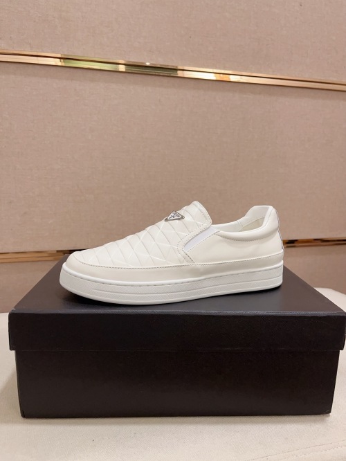 Prada Men's White Leather Slip-On Sneakers Classic Casual Shoes 1 Prada Men's White Leather Slip-On Sneakers Classic Casual Shoes
