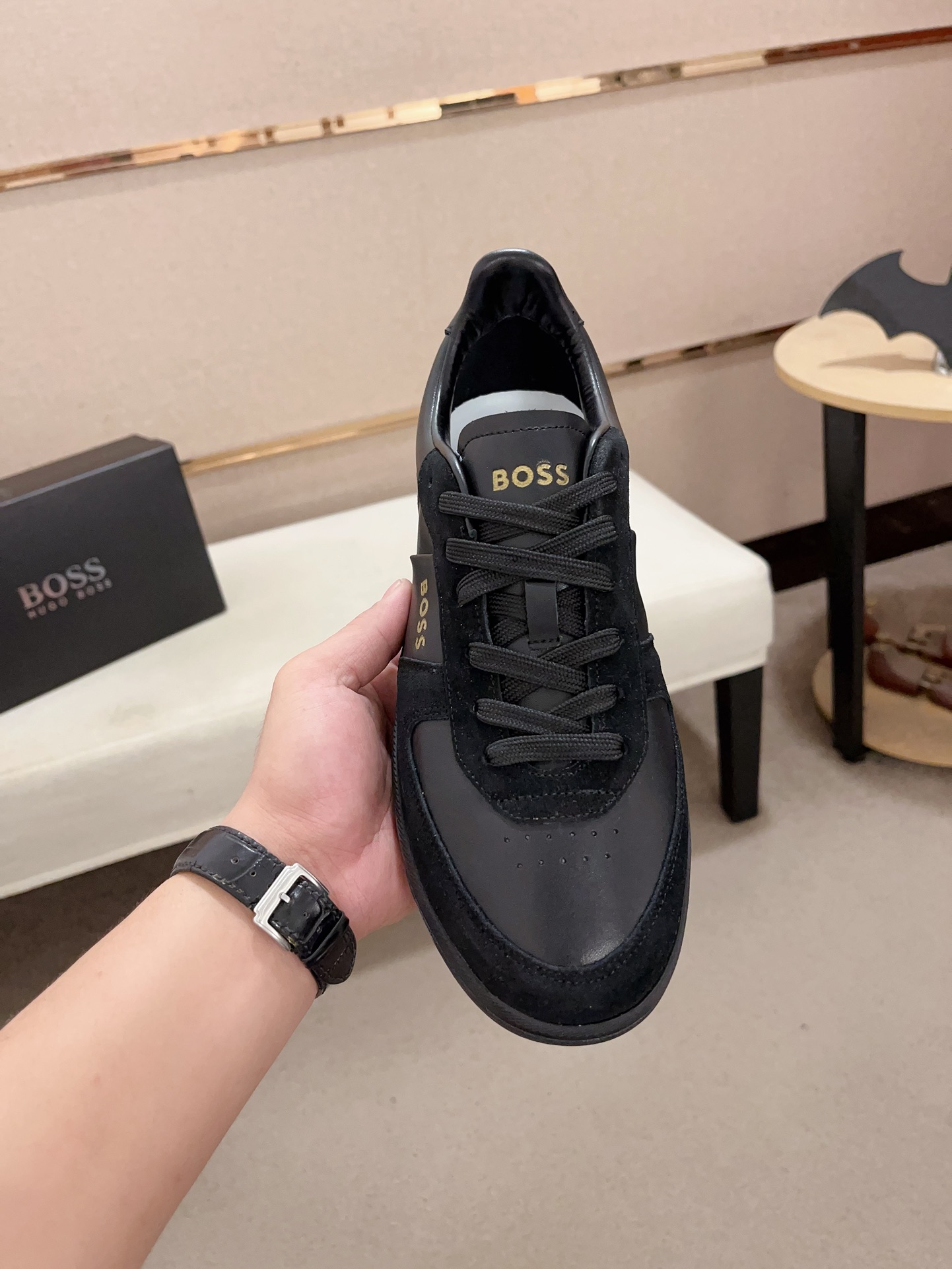 BOSS Men's Black Leather & Suede Low Top Sneakers - Size 38-44 3 i1729565976 1049 7