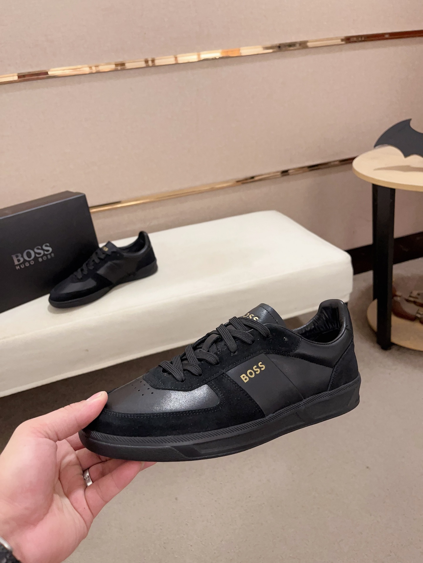 BOSS Men's Black Leather & Suede Low Top Sneakers - Size 38-44 4 i1729565976 163 8