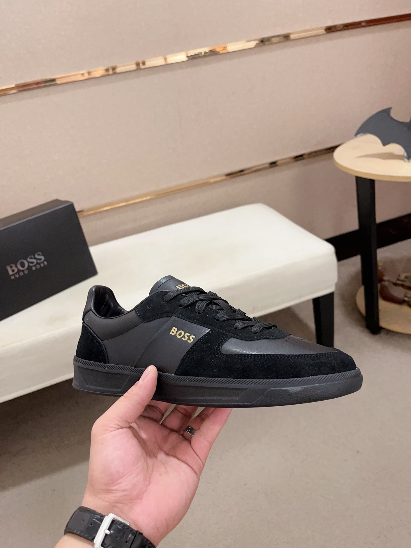 BOSS Men's Black Leather & Suede Low Top Sneakers - Size 38-44 5 i1729565976 936 5