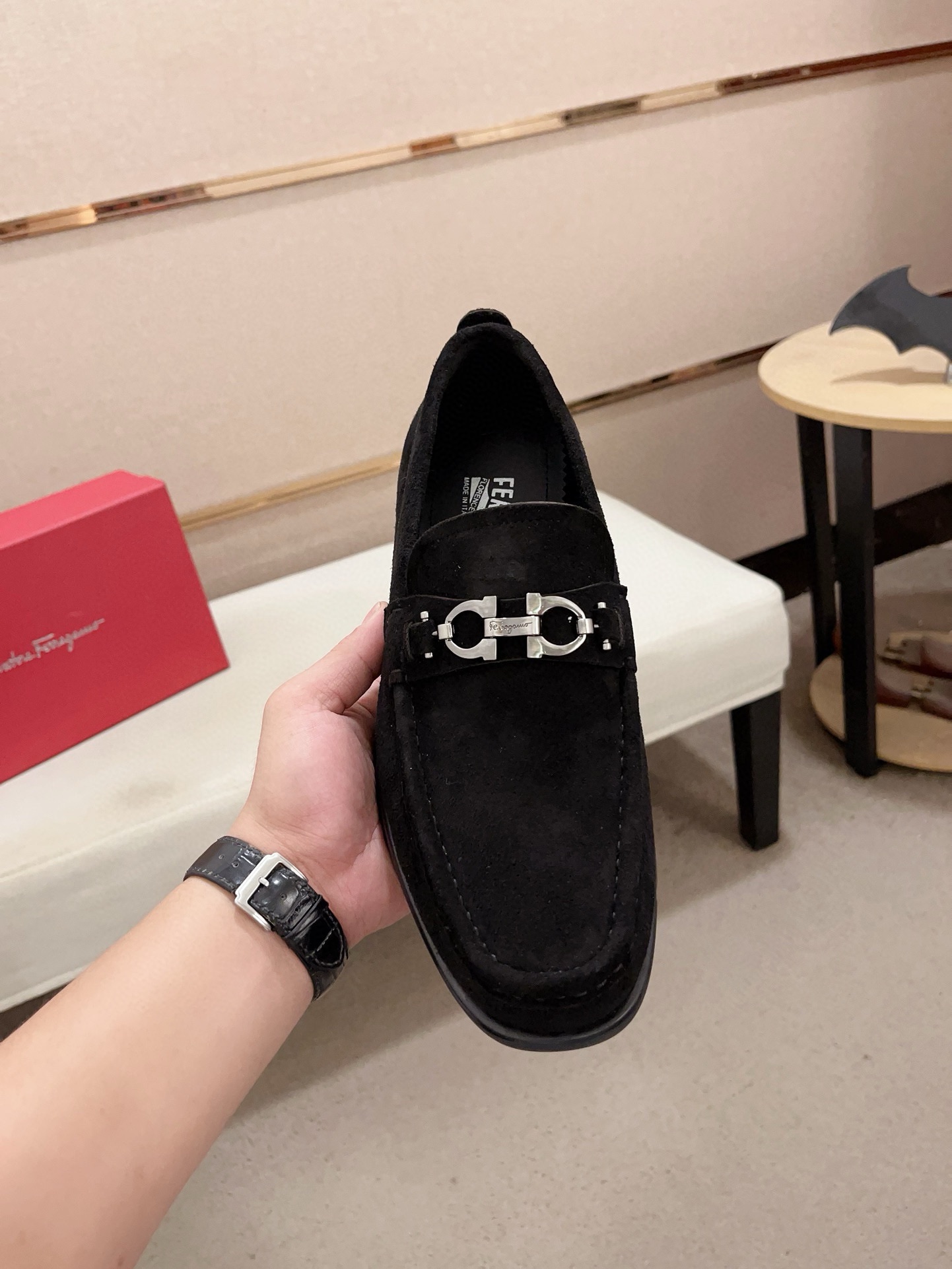 Ferragamo Men's Black Suede Loafers with Metal Ornament, Sizes 38-44 3 i1730777204 8247 7