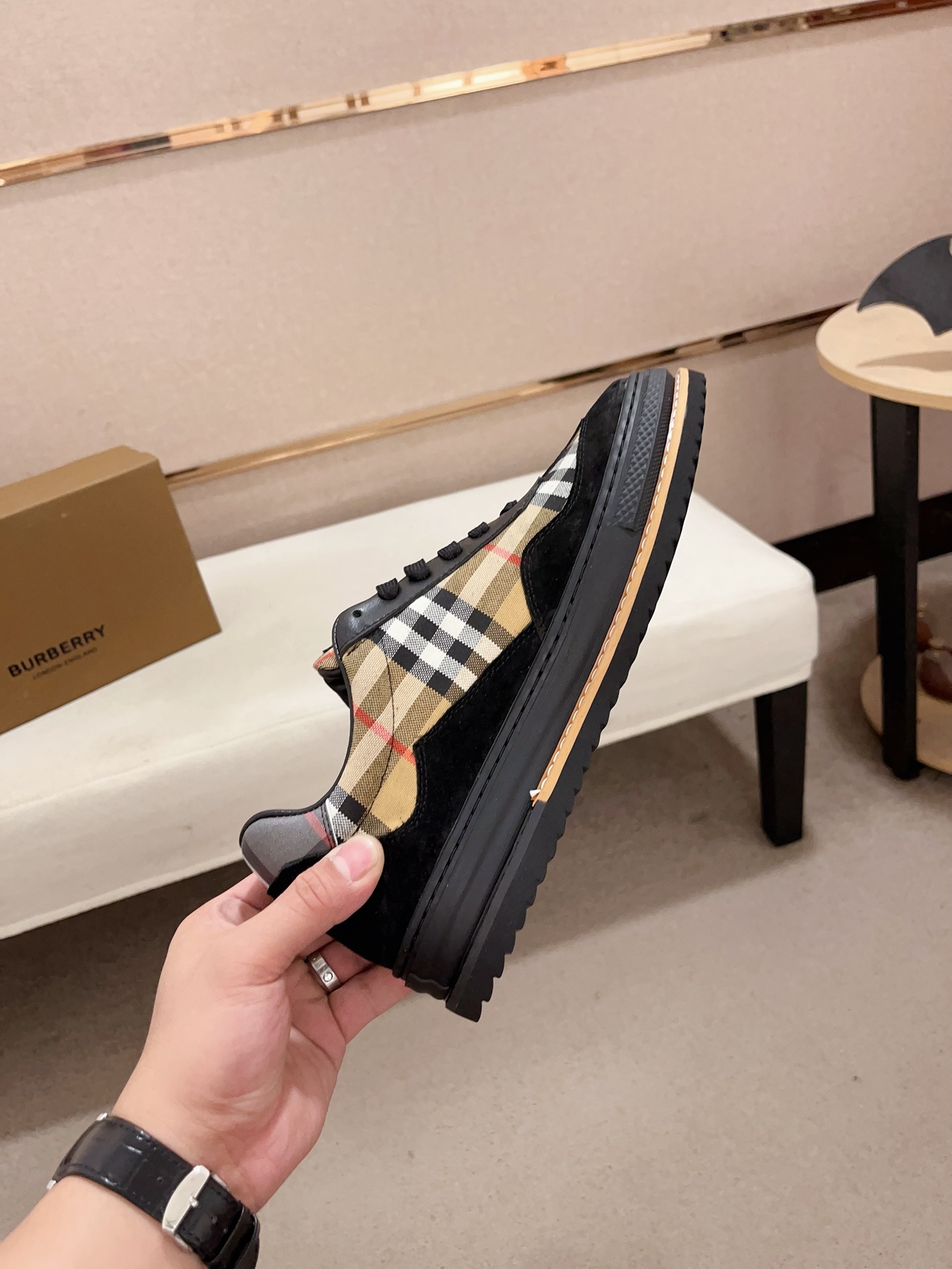Burberry Men's Italian Leather & Suede Check Sneakers, Size 38-44 6 i1731898506 2063 2