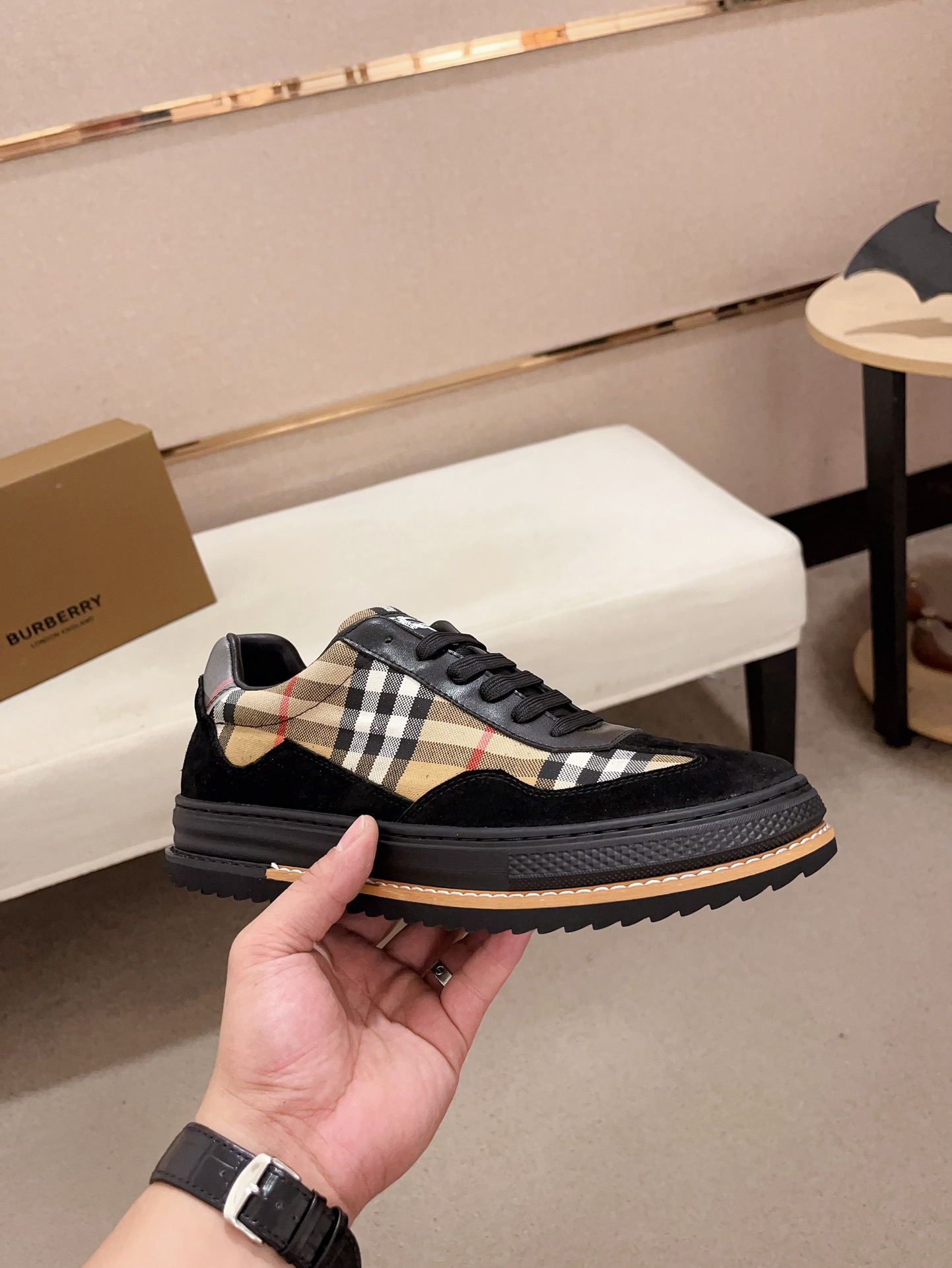 Burberry Men's Italian Leather & Suede Check Sneakers, Size 38-44 5 i1731898506 395 7