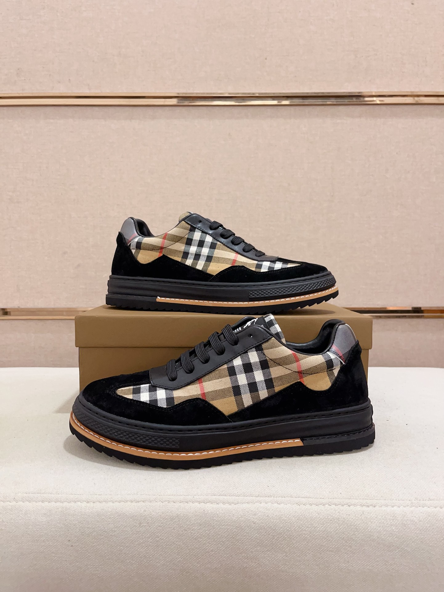 Burberry Men's Italian Leather & Suede Check Sneakers, Size 38-44 8 i1731898506 9730 3