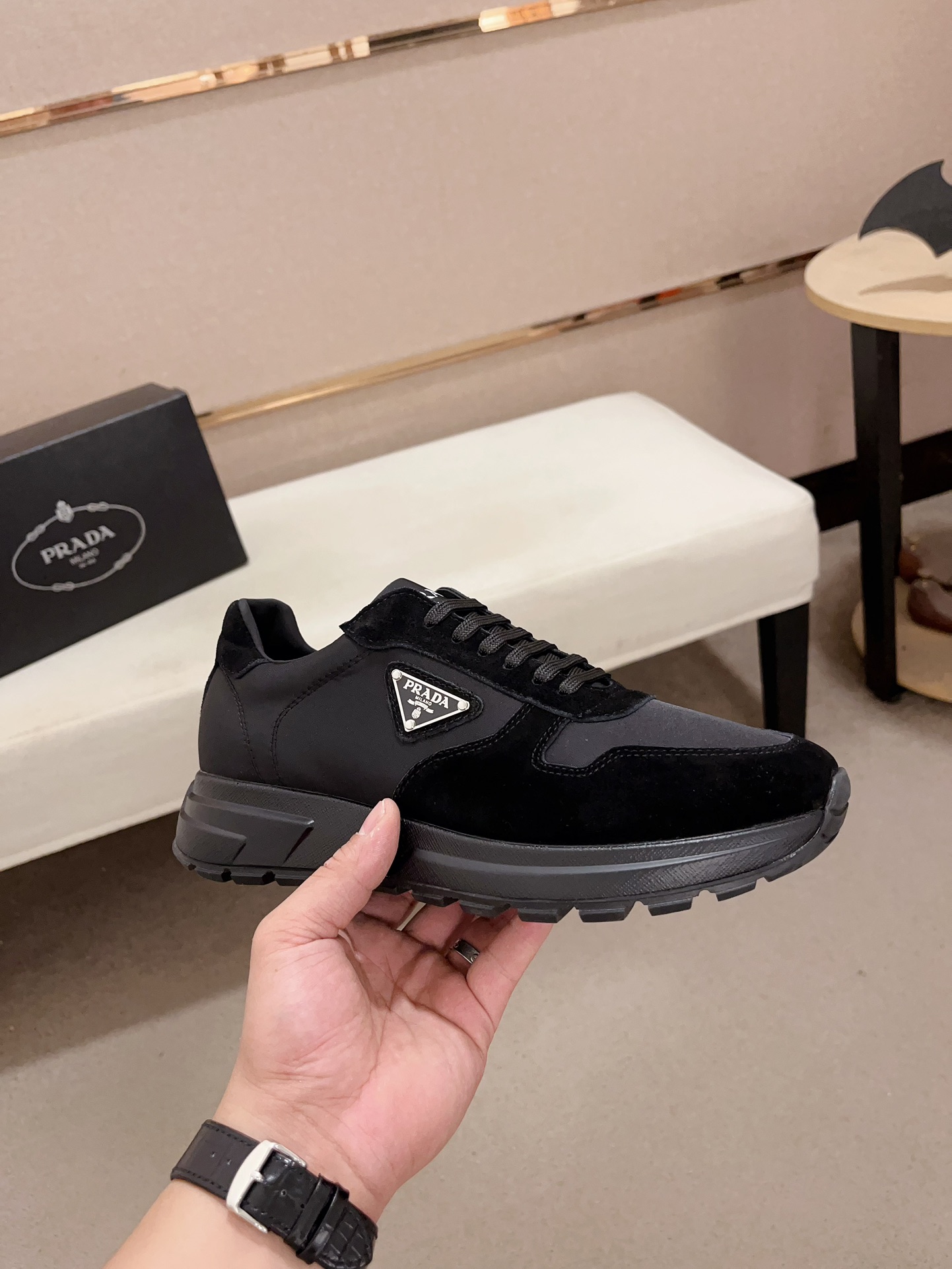 Prada Men's Leather & Fabric Sneakers - Comfortable, Stylish, and High-Quality 5 i1733290549 4806 7