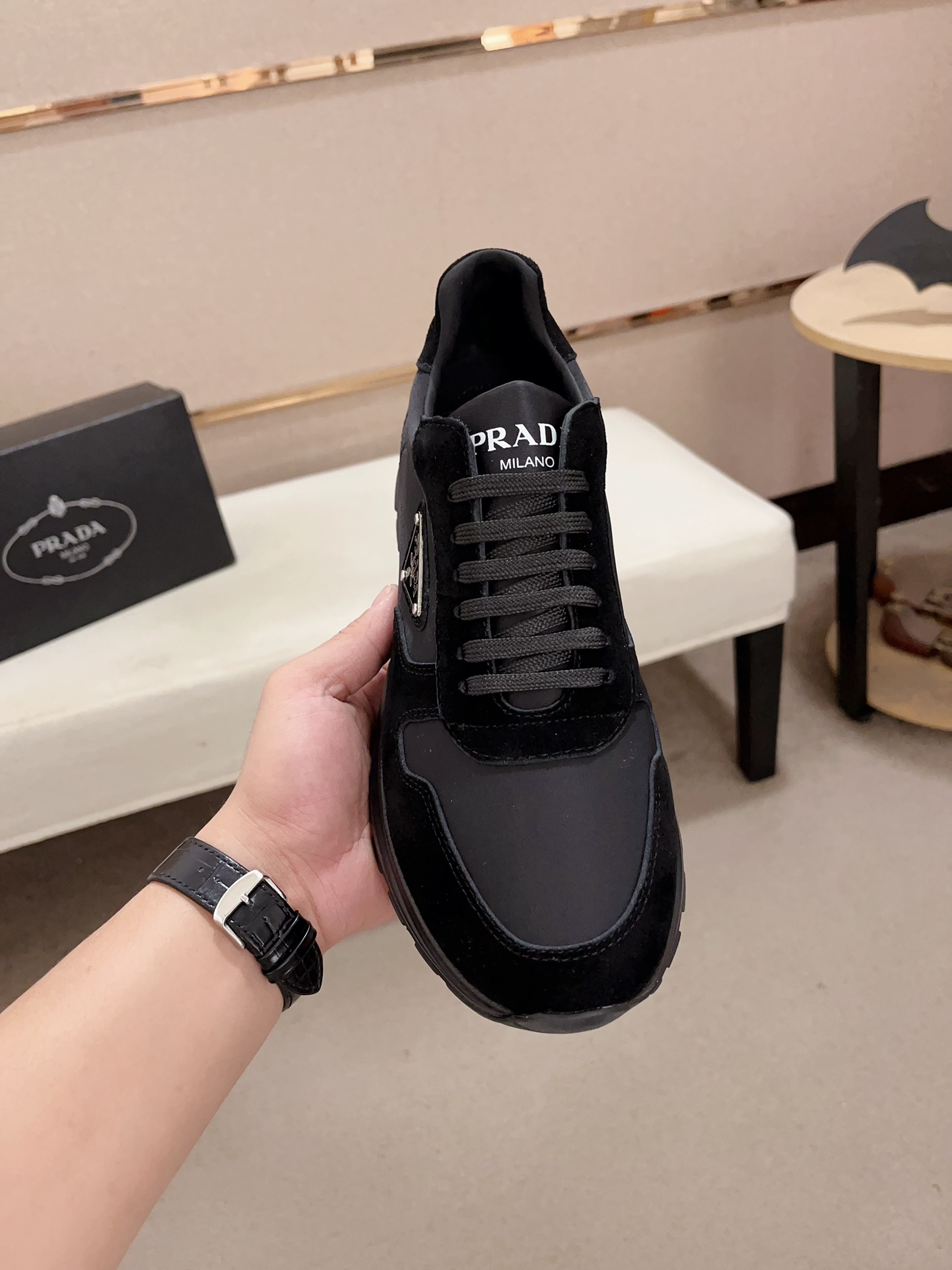 Prada Men's Leather & Fabric Sneakers - Comfortable, Stylish, and High-Quality 3 i1733290549 7464 3