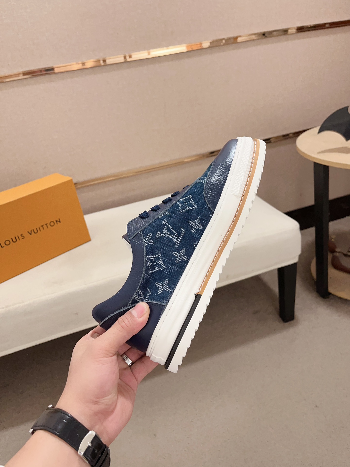 Louis Vuitton Men's Blue Leather Monogram Sneakers, Sizes 38-44 6 i1733833621 6851 2