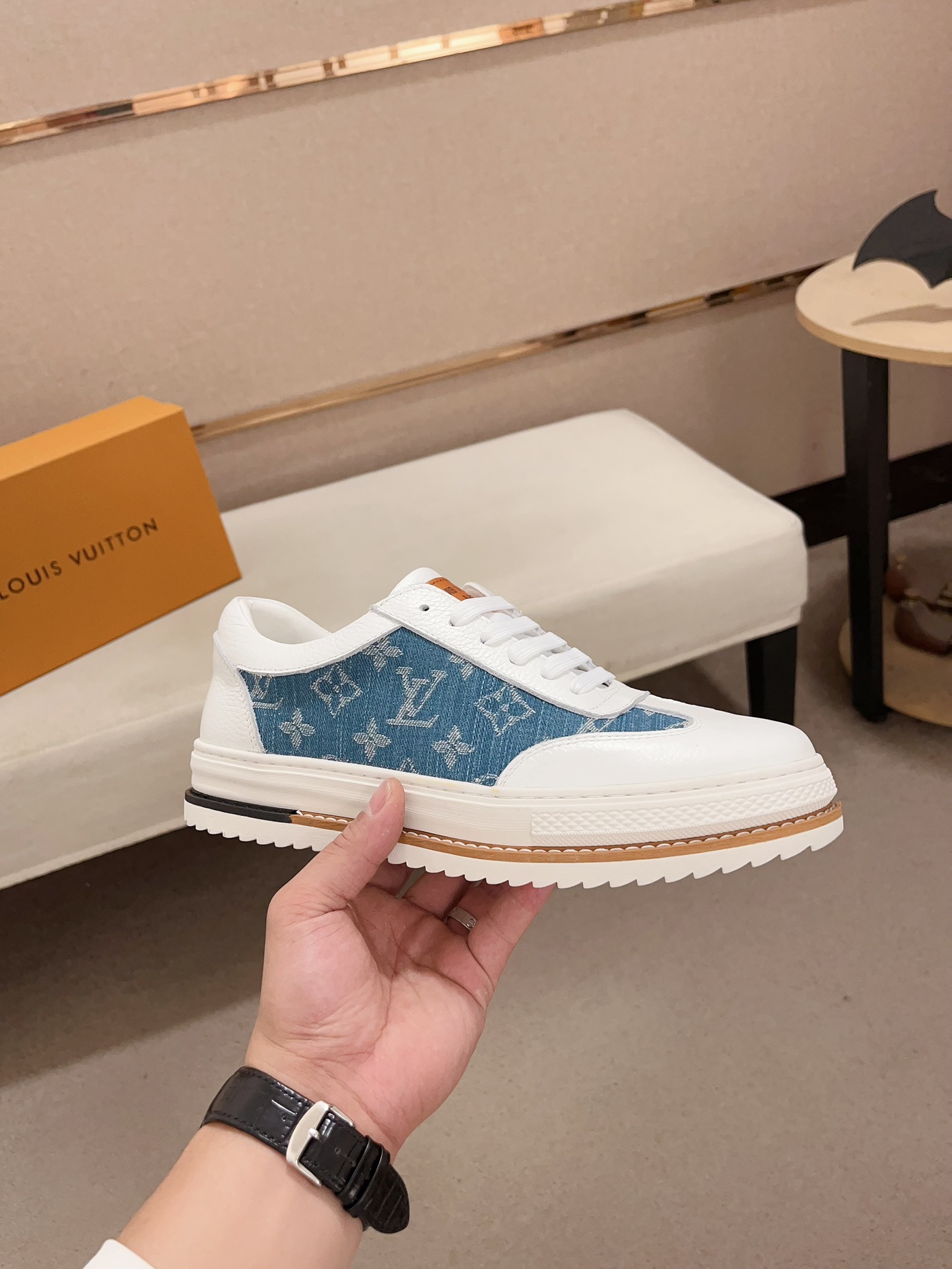Louis Vuitton Men's Denim Monogram Sneakers - Stylish & Comfortable 5 i1733833642 1192 0