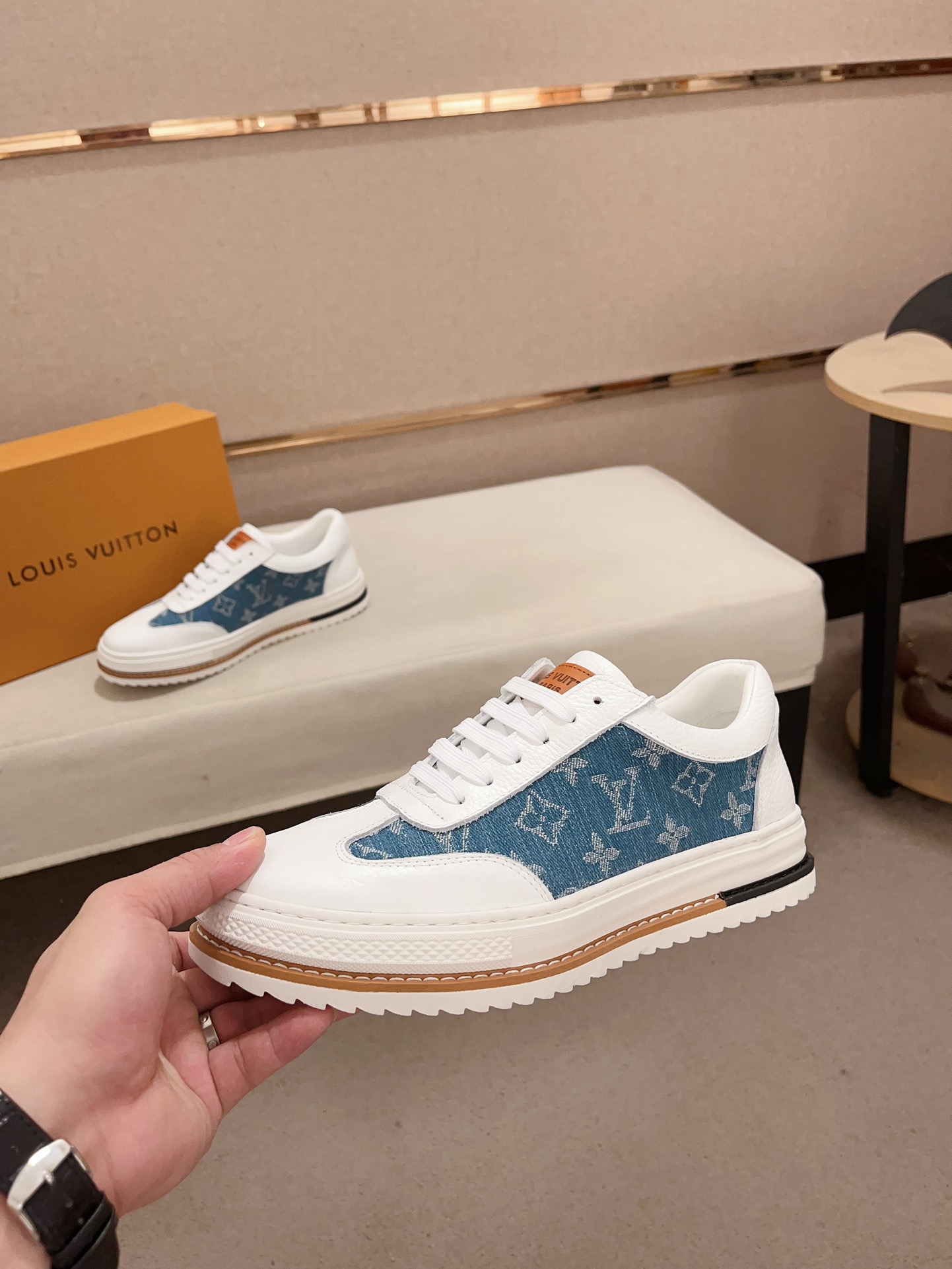Louis Vuitton Men's Denim Monogram Sneakers - Stylish & Comfortable 4 i1733833642 6233 7