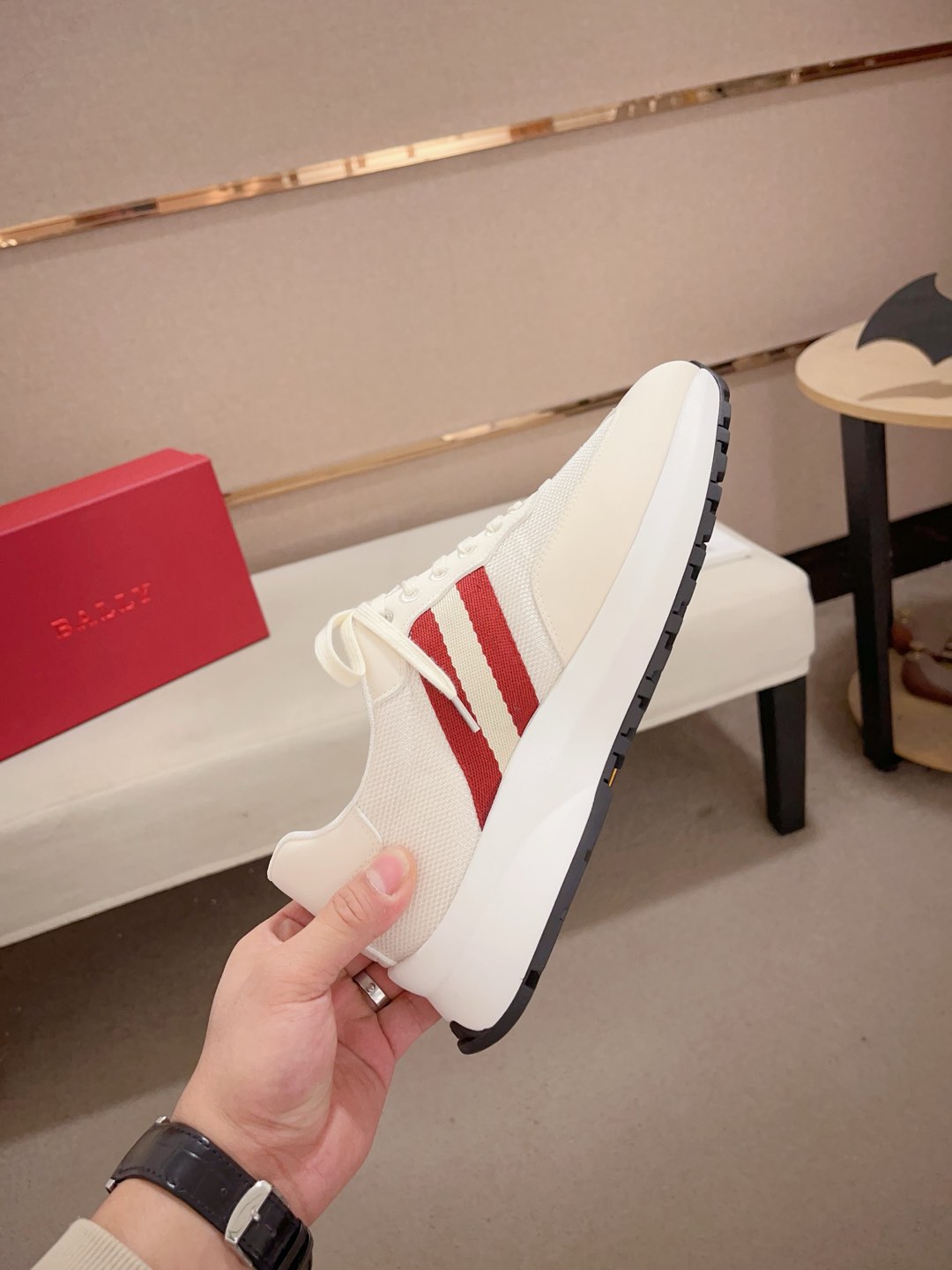 Bally Demmy Sneakers White/Red Stripes Breathable Mesh Soft Lambskin Lining 6 i1735272626194 3785 0 4