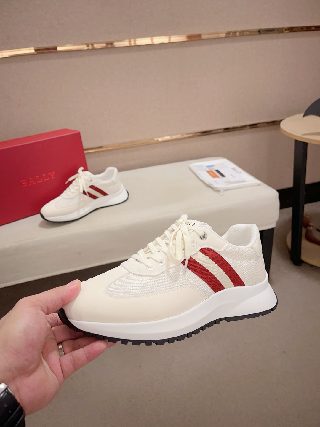 Bally Demmy Sneakers White/Red Stripes Breathable Mesh Soft Lambskin Lining 4 i1735272626291 2565 0 2