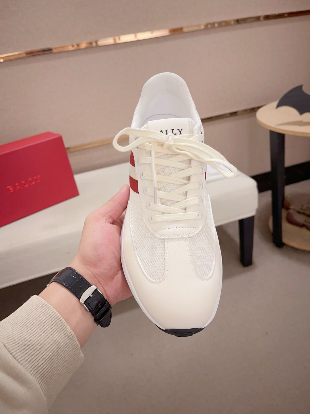 Bally Demmy Sneakers White/Red Stripes Breathable Mesh Soft Lambskin Lining 3 i1735272626385 8476 0 1