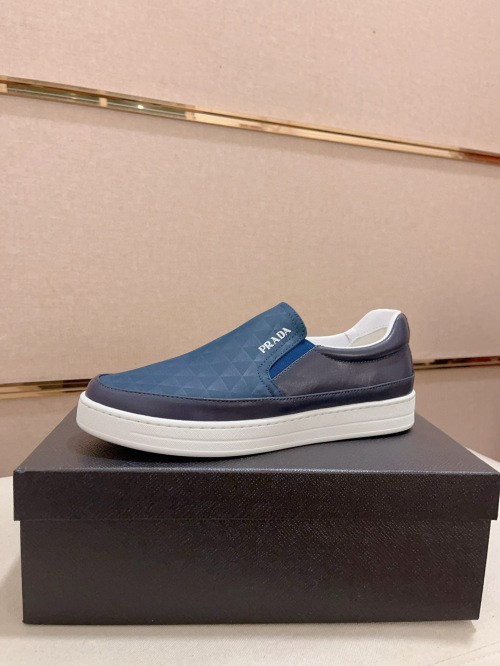 Prada Men's Blue Leather Slip-On Sneakers - Stylish & Comfortable 1 Prada Men's Blue Leather Slip-On Sneakers - Stylish & Comfortable