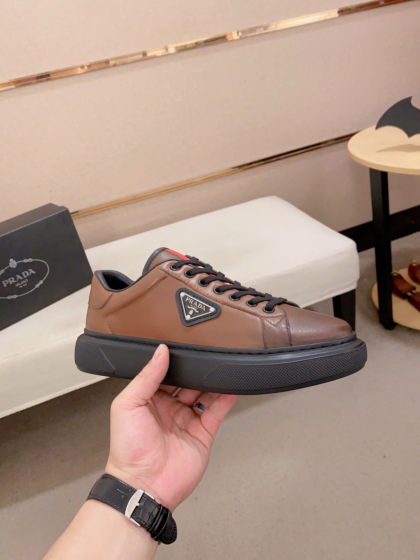 Prada Men's Brown Leather Low Top Sneakers - Classic & Comfortable 5 i1741933667194 9751 0 3