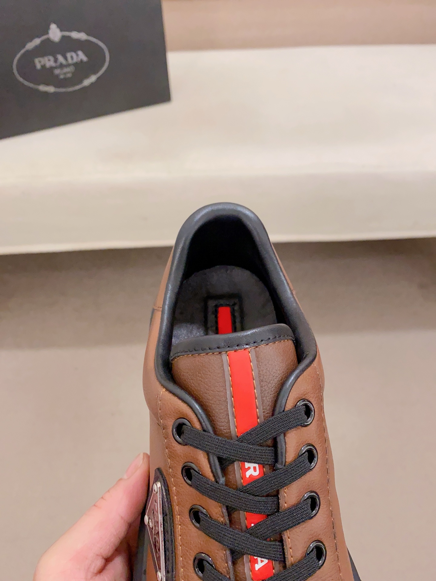 Prada Men's Brown Leather Low Top Sneakers - Classic & Comfortable 7 i1741933667200 2886 0 5