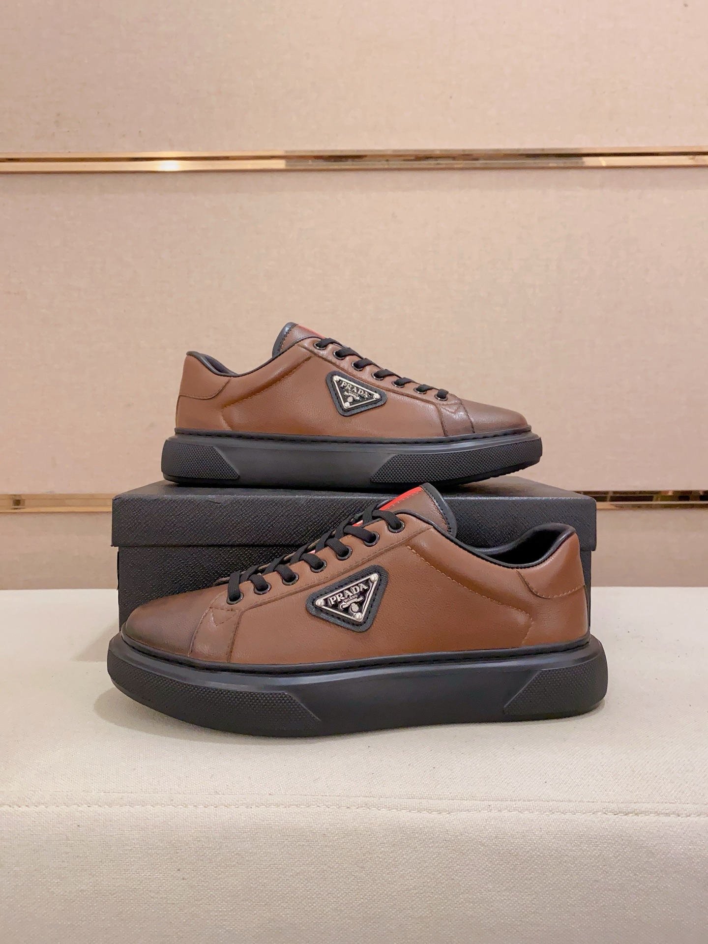 Prada Men's Brown Leather Low Top Sneakers - Classic & Comfortable 8 i1741933667241 7462 0 6
