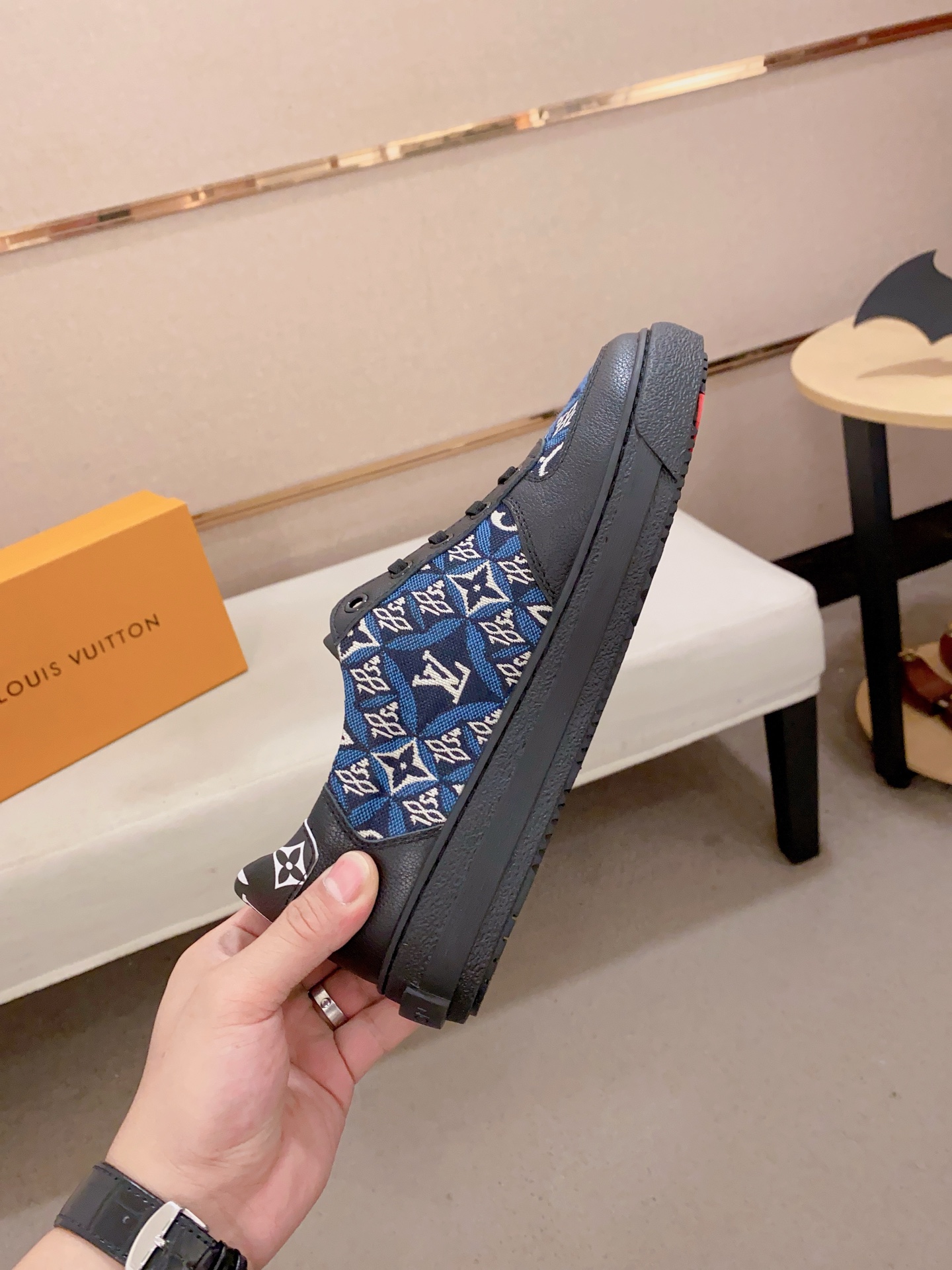 Louis Vuitton Men's Leather Low Top Sneakers Blue Monogram Size 38-44 6 i1741933720050 9637 0 4