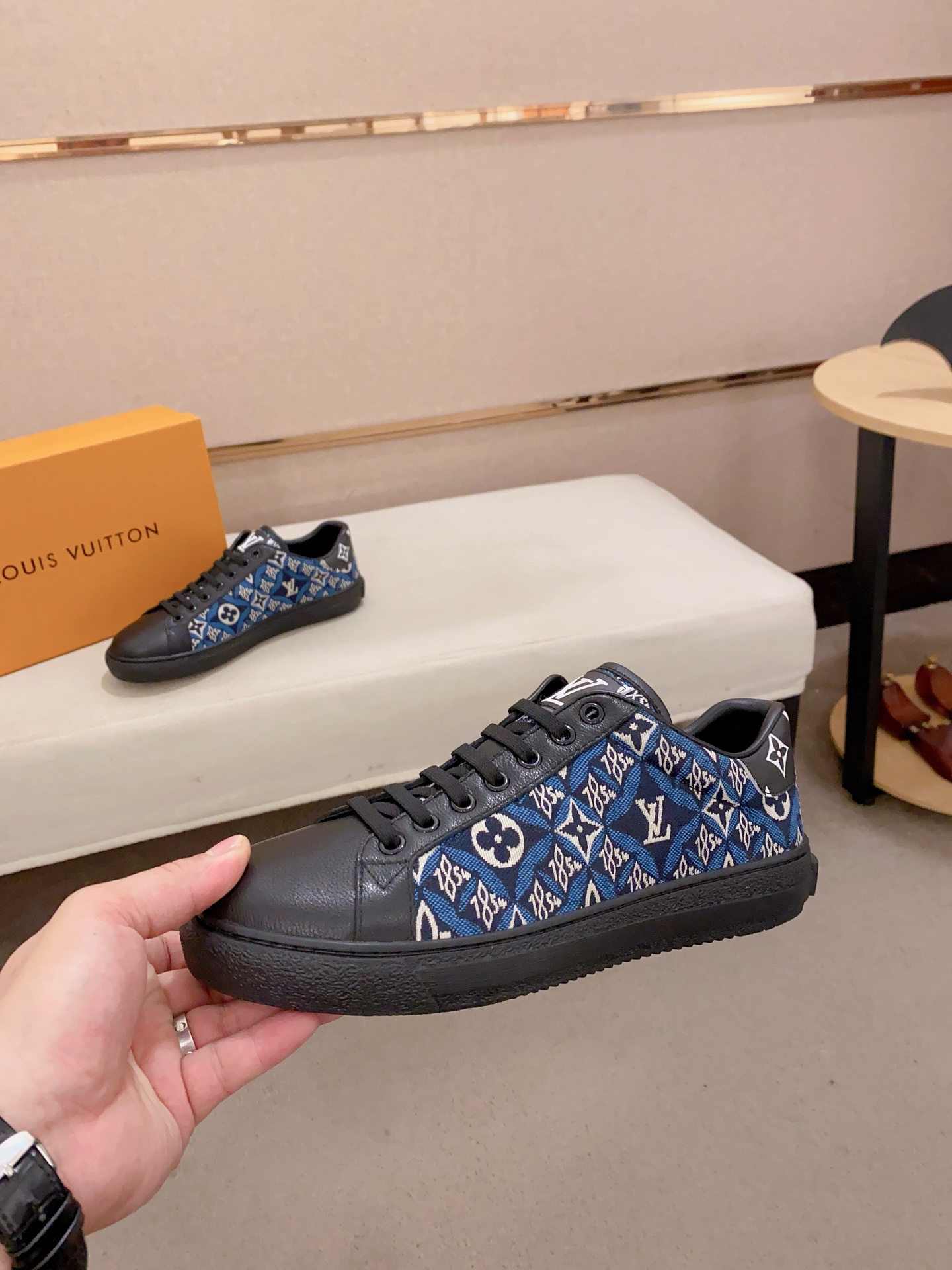 Louis Vuitton Men's Blue Leather Lace-Up Sneakers Size 38-44 4 i1741933834340 4735 0 2