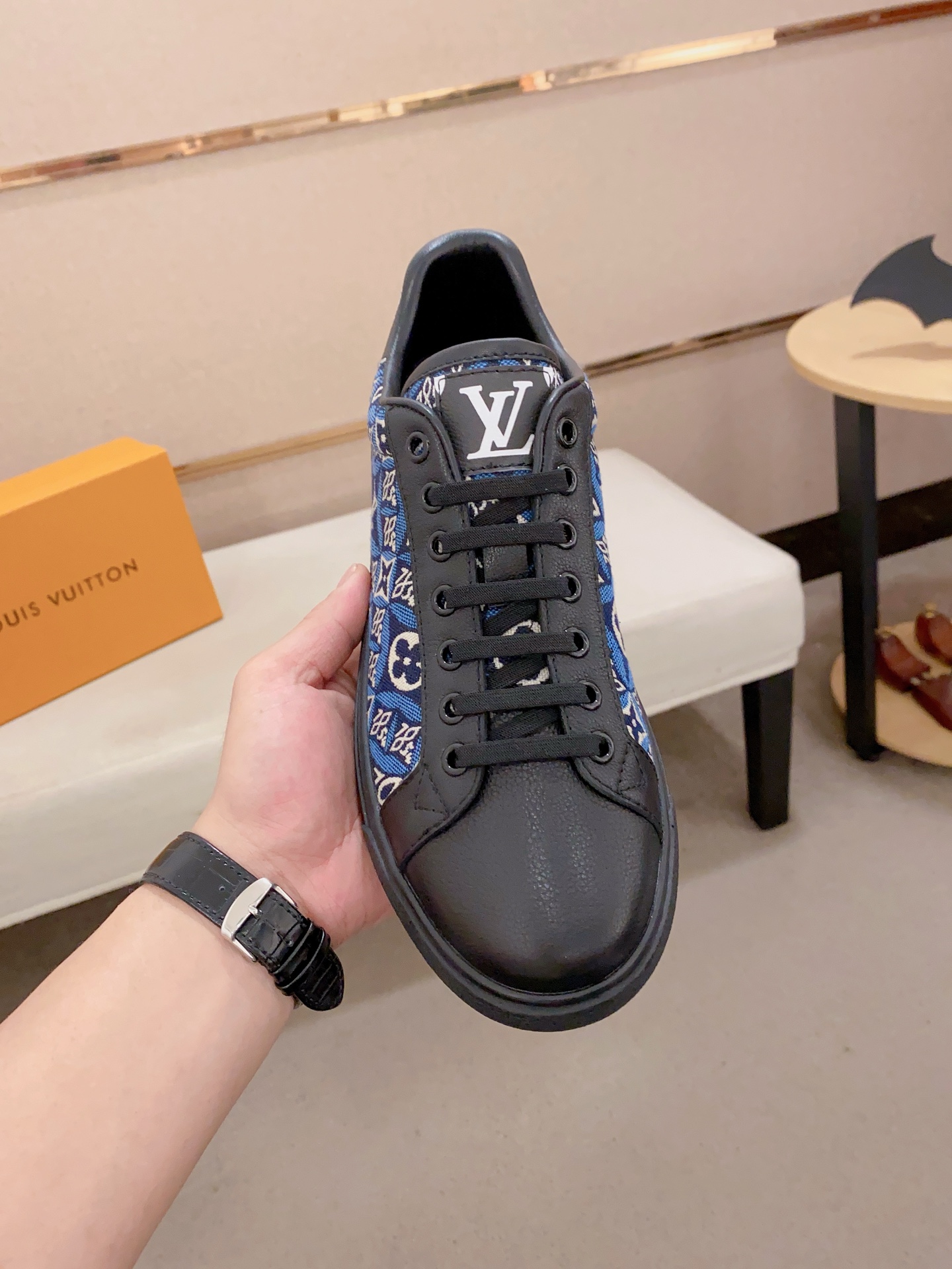 Louis Vuitton Men's Blue Leather Lace-Up Sneakers Size 38-44 3 i1741933835444 9639 0 1
