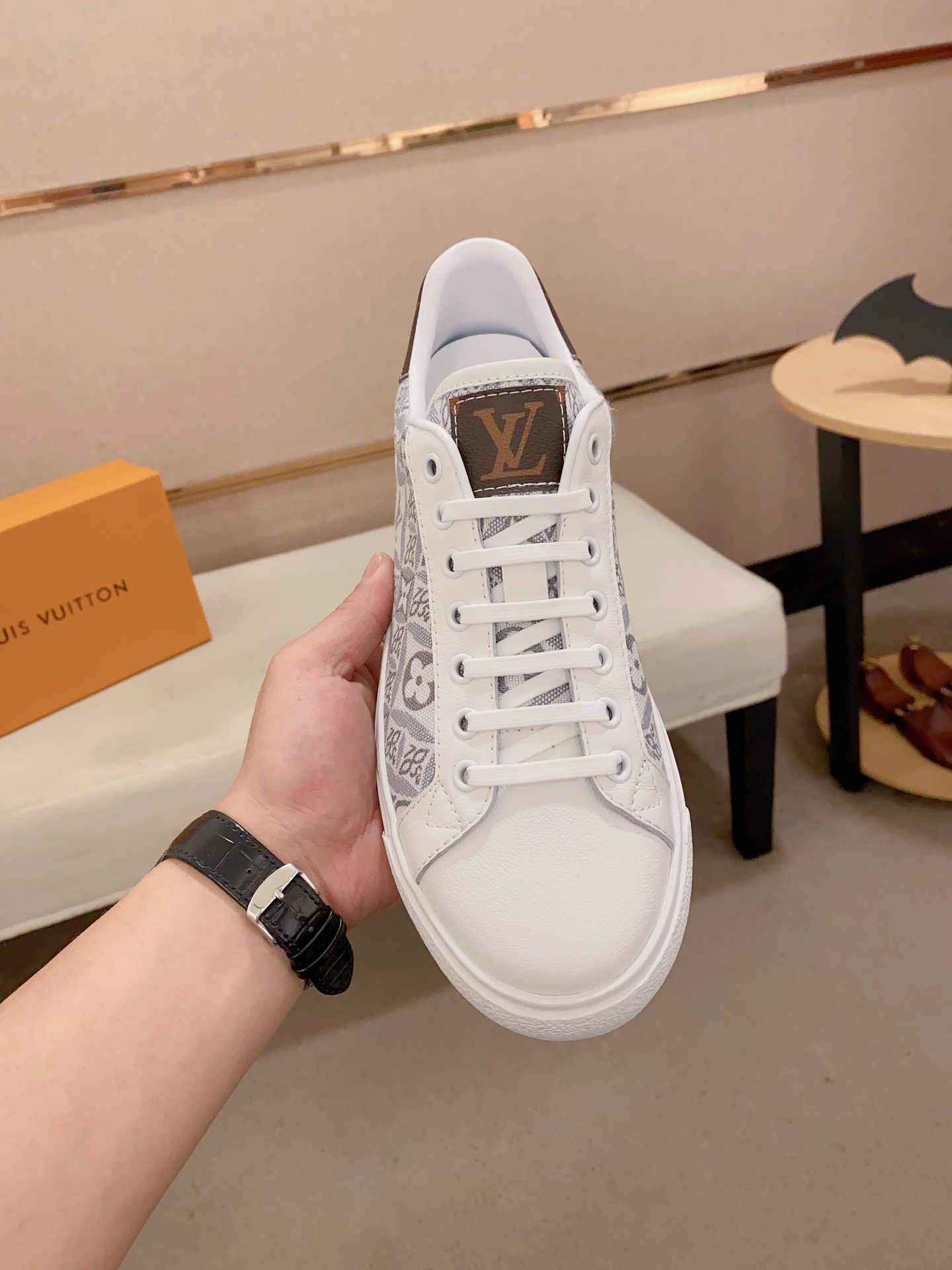Louis Vuitton White Leather Monogram Sneakers, Sizes 38-44 3 i1741933857682 970 0 1