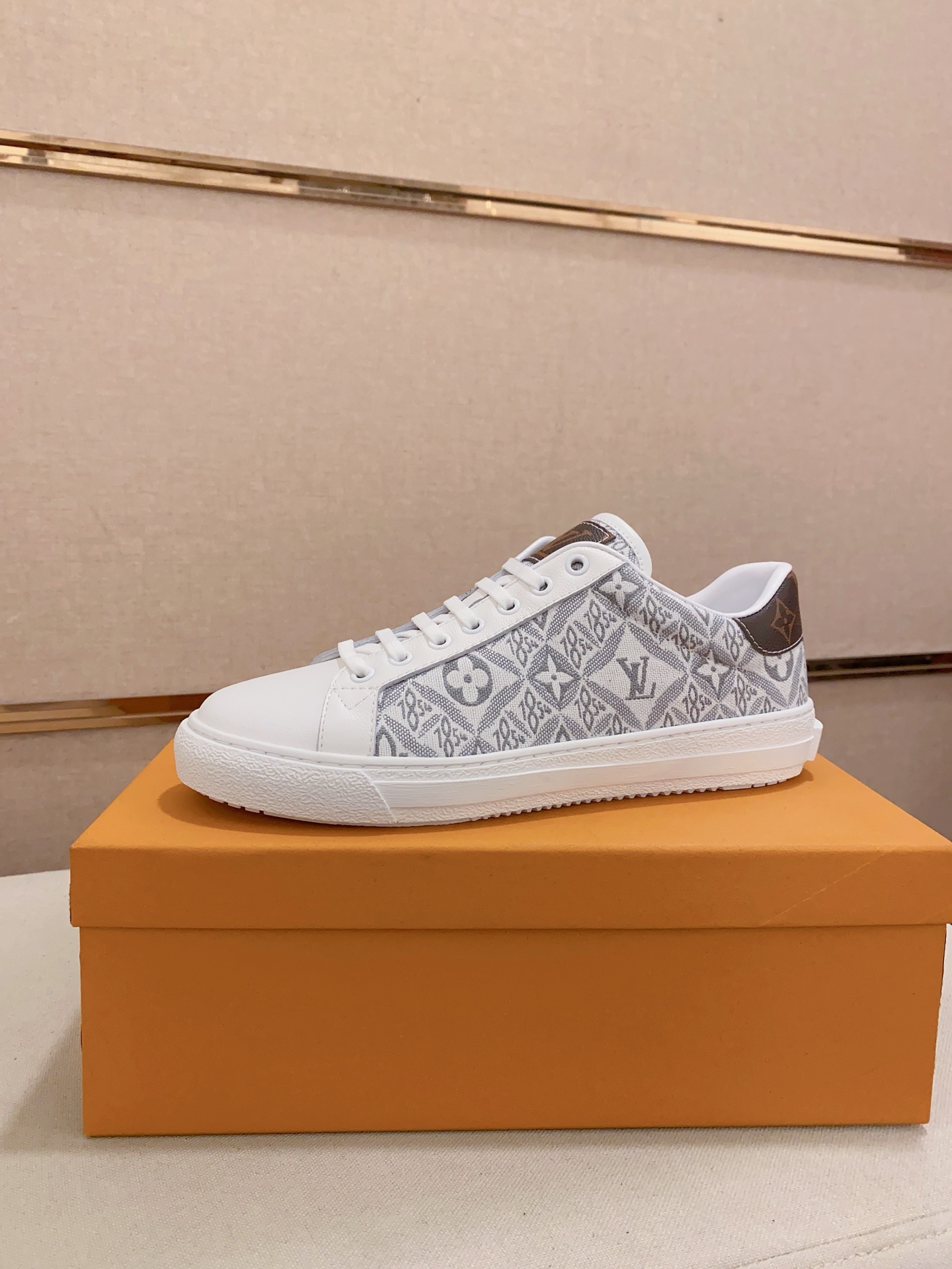 Louis Vuitton White Leather Monogram Sneakers, Sizes 38-44
