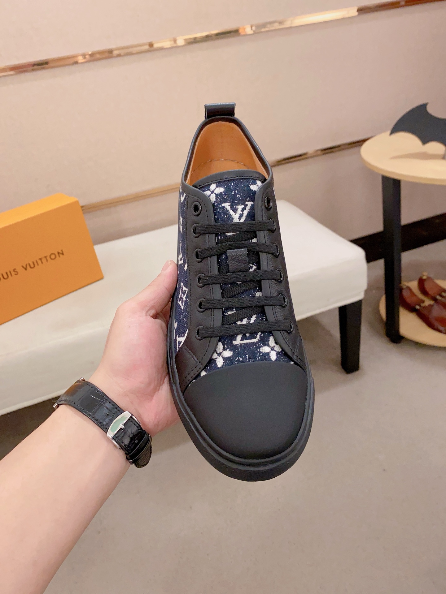 Louis Vuitton Men's Blue Monogrammed Leather Low-Top Sneakers, Size 38-44 3 i1741933896706 1862 0 1