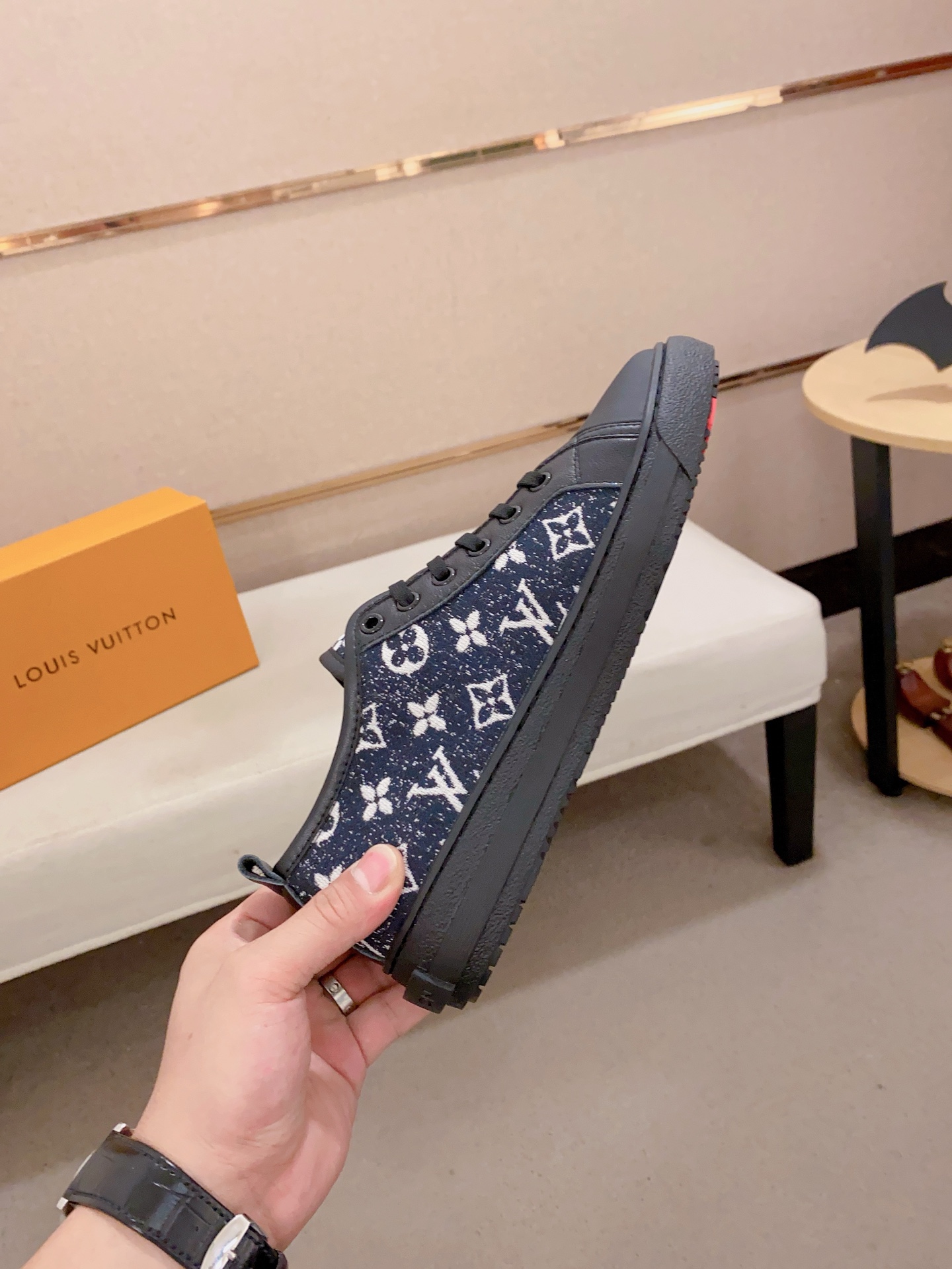 Louis Vuitton Men's Blue Monogrammed Leather Low-Top Sneakers, Size 38-44 6 i1741933896740 8632 0 4