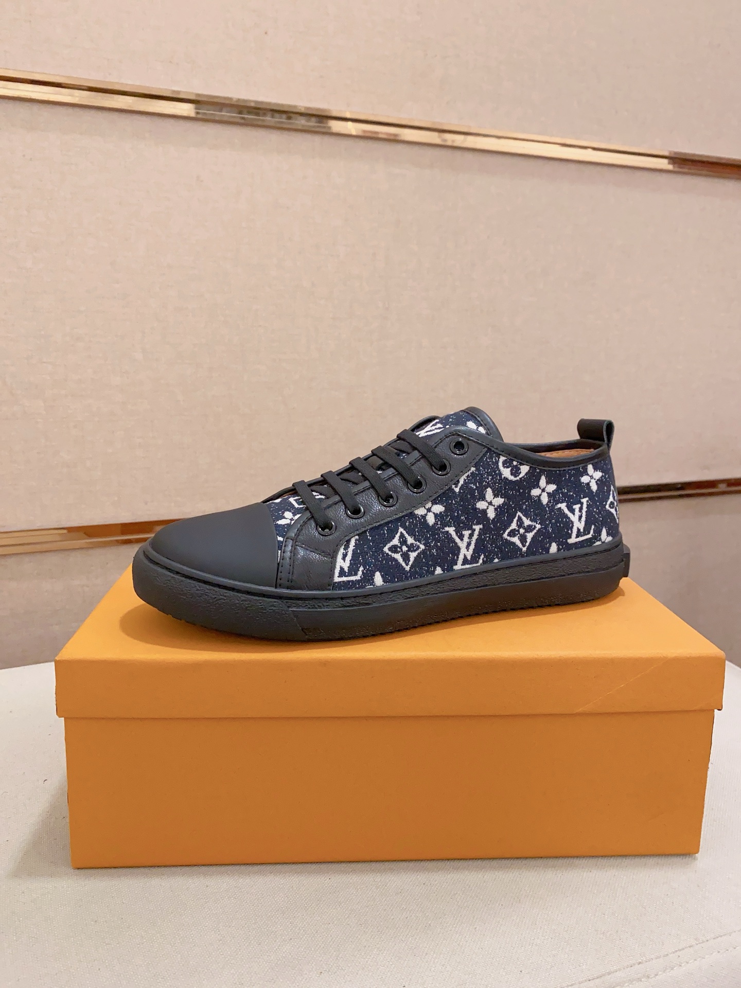 Louis Vuitton Men's Blue Monogrammed Leather Low-Top Sneakers, Size 38-44