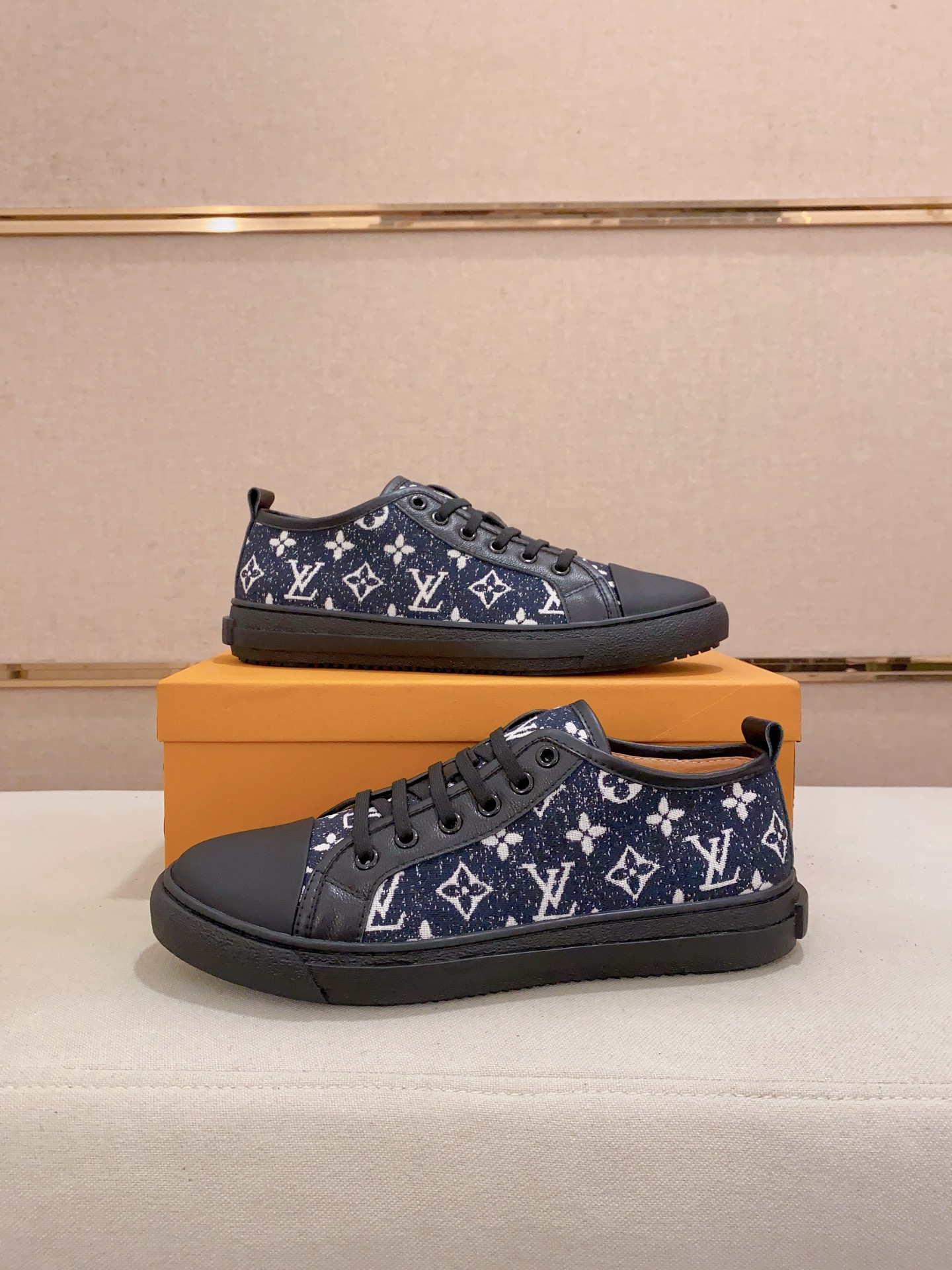 Louis Vuitton Men's Blue Monogrammed Leather Low-Top Sneakers, Size 38-44 8 i1741933897801 6280 0 6