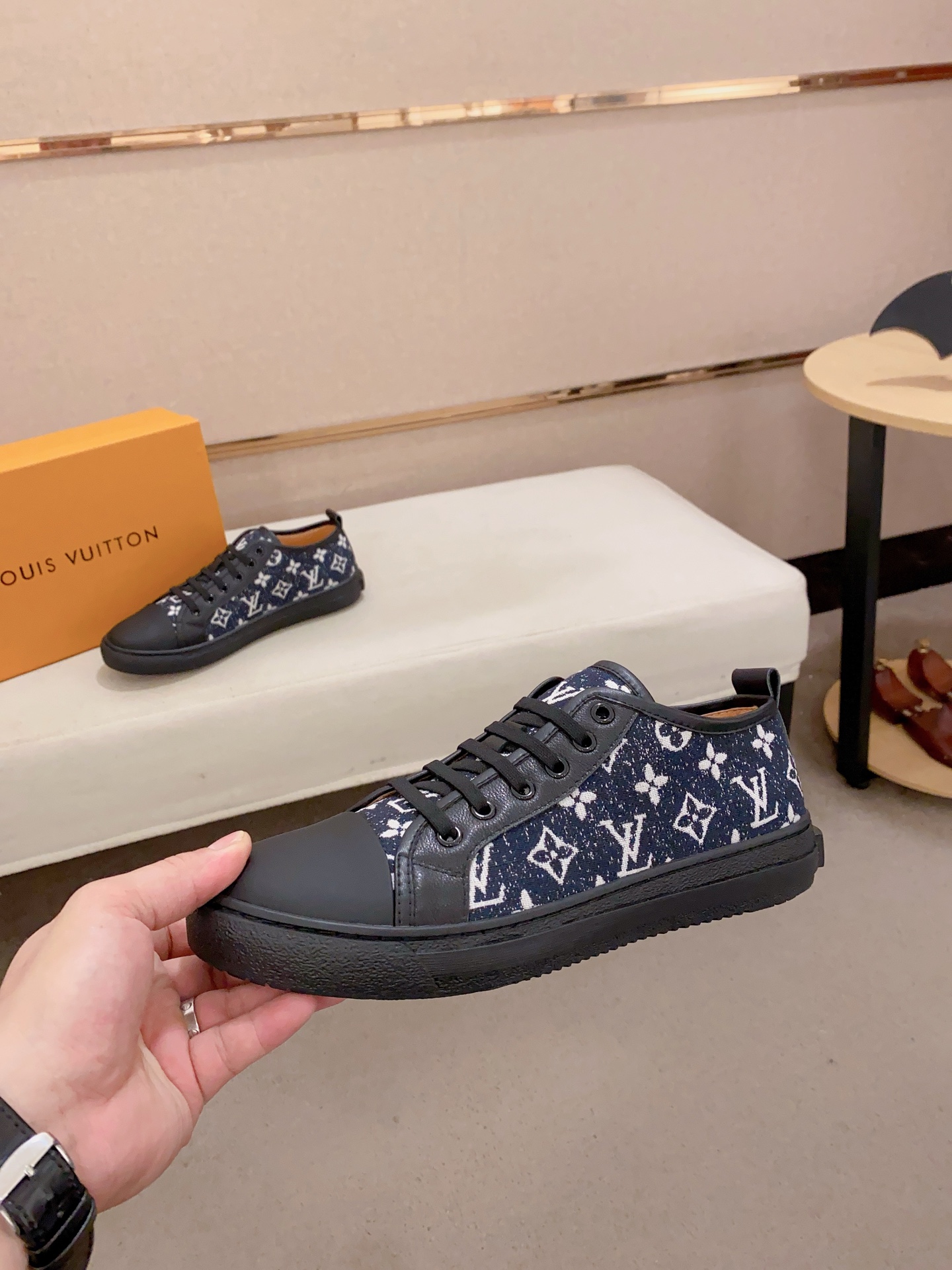 Louis Vuitton Men's Blue Monogrammed Leather Low-Top Sneakers, Size 38-44 4 i1741933897833 4252 0 2