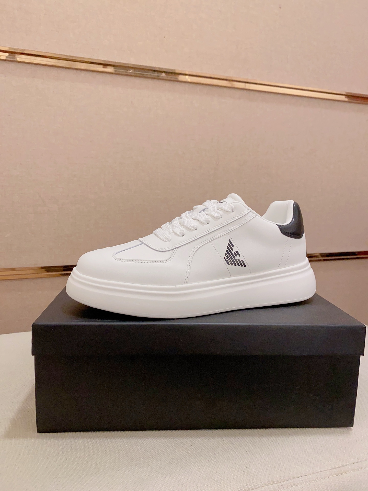 Armani Men's White Leather Sneakers with Logo Detail - Sizes 38-44