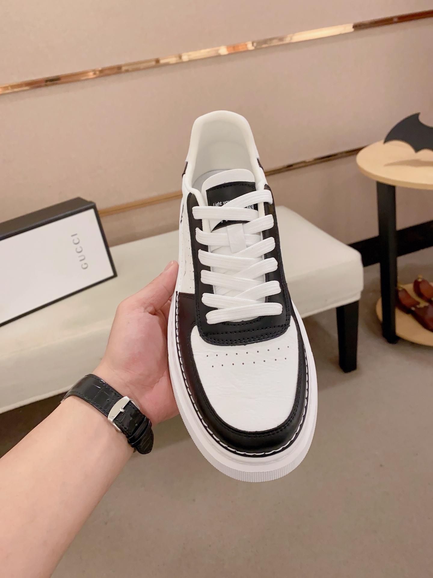 Gucci Men's Leather Low-Top Sneaker Black And White Size 38-44 3 i1741934817312 5693 0 1