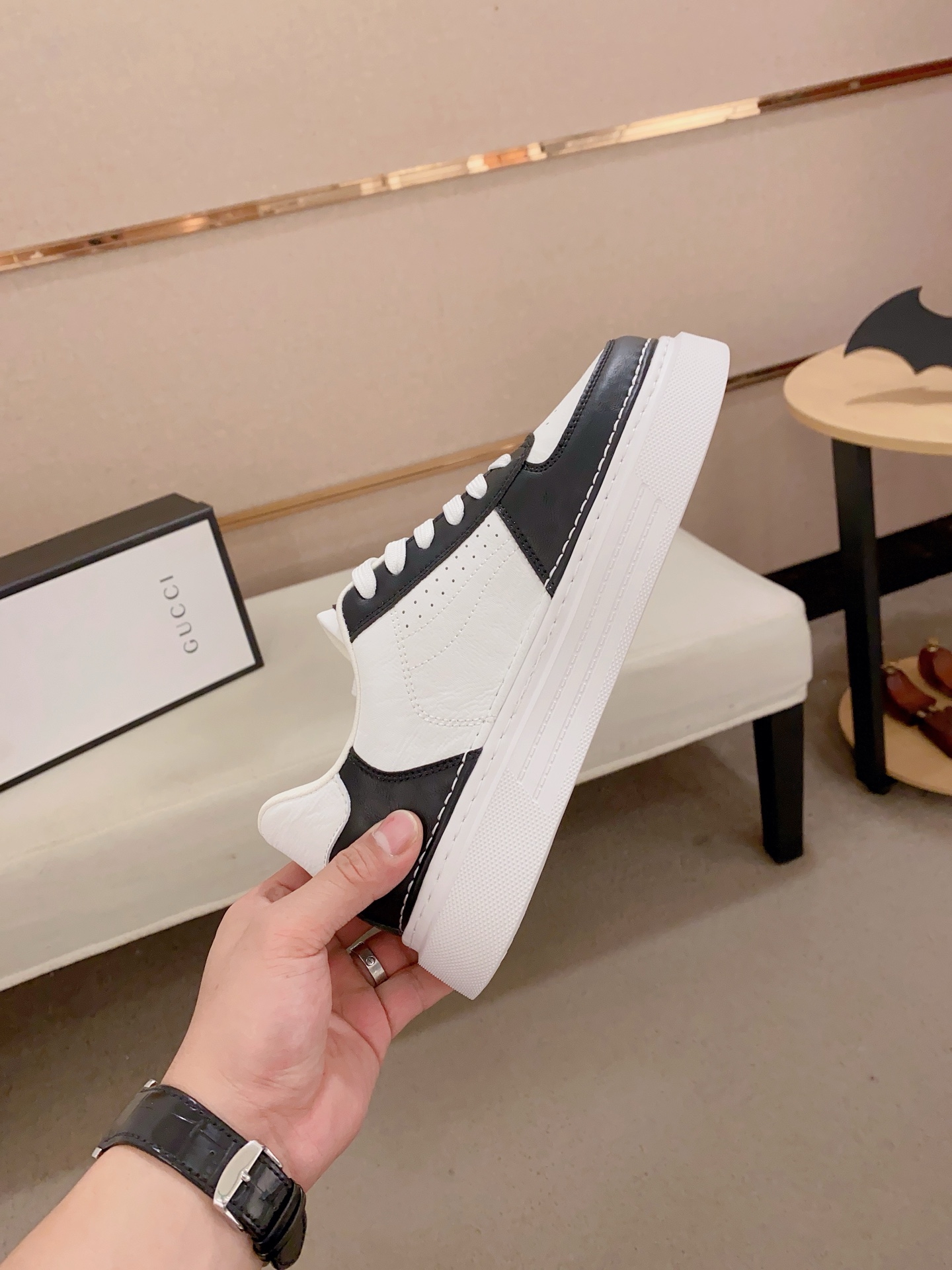 Gucci Men's Leather Low-Top Sneaker Black And White Size 38-44 6 i1741934817332 2556 0 4