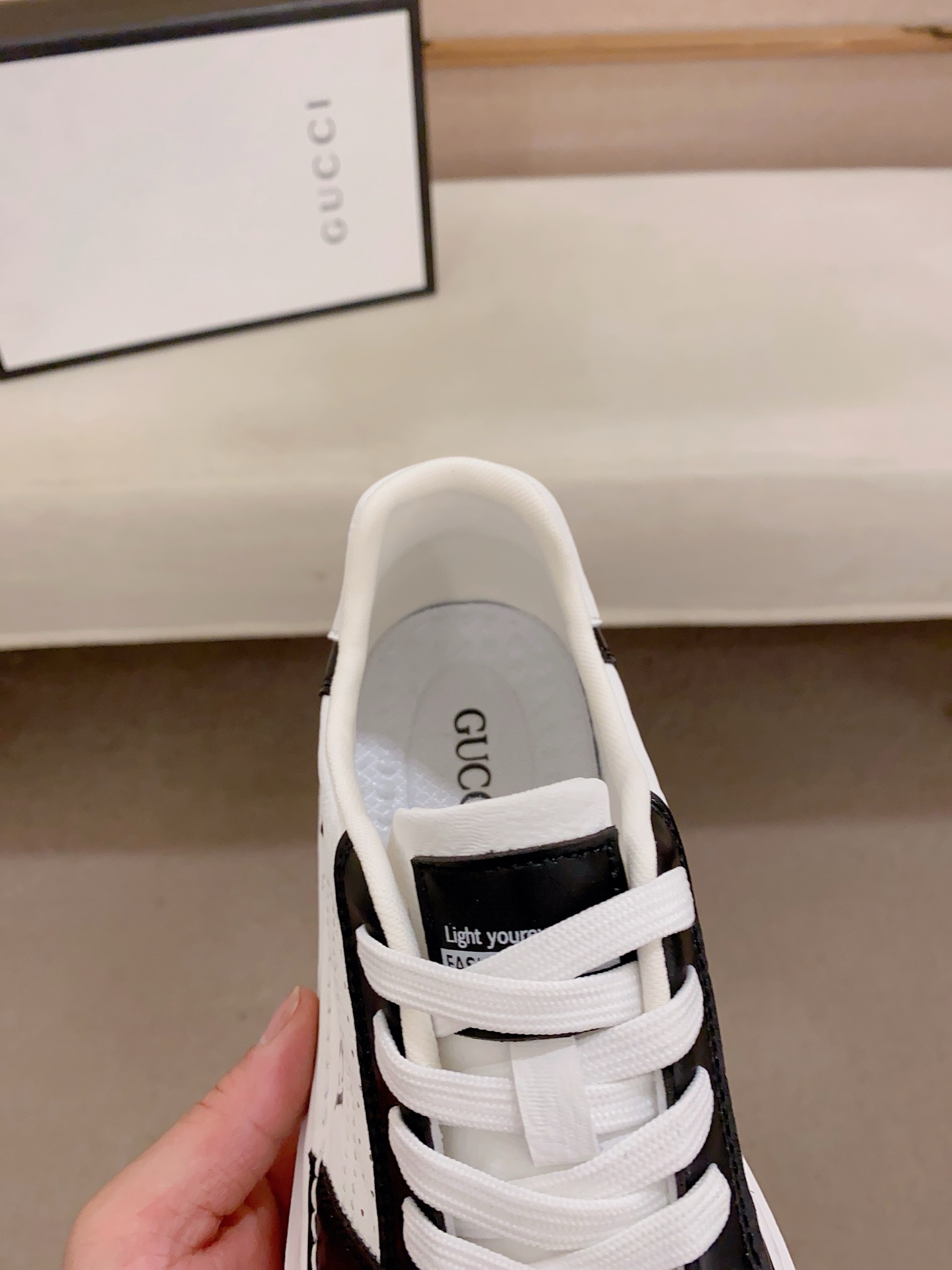 Gucci Men's Leather Low-Top Sneaker Black And White Size 38-44 7 i1741934818546 7680 0 5