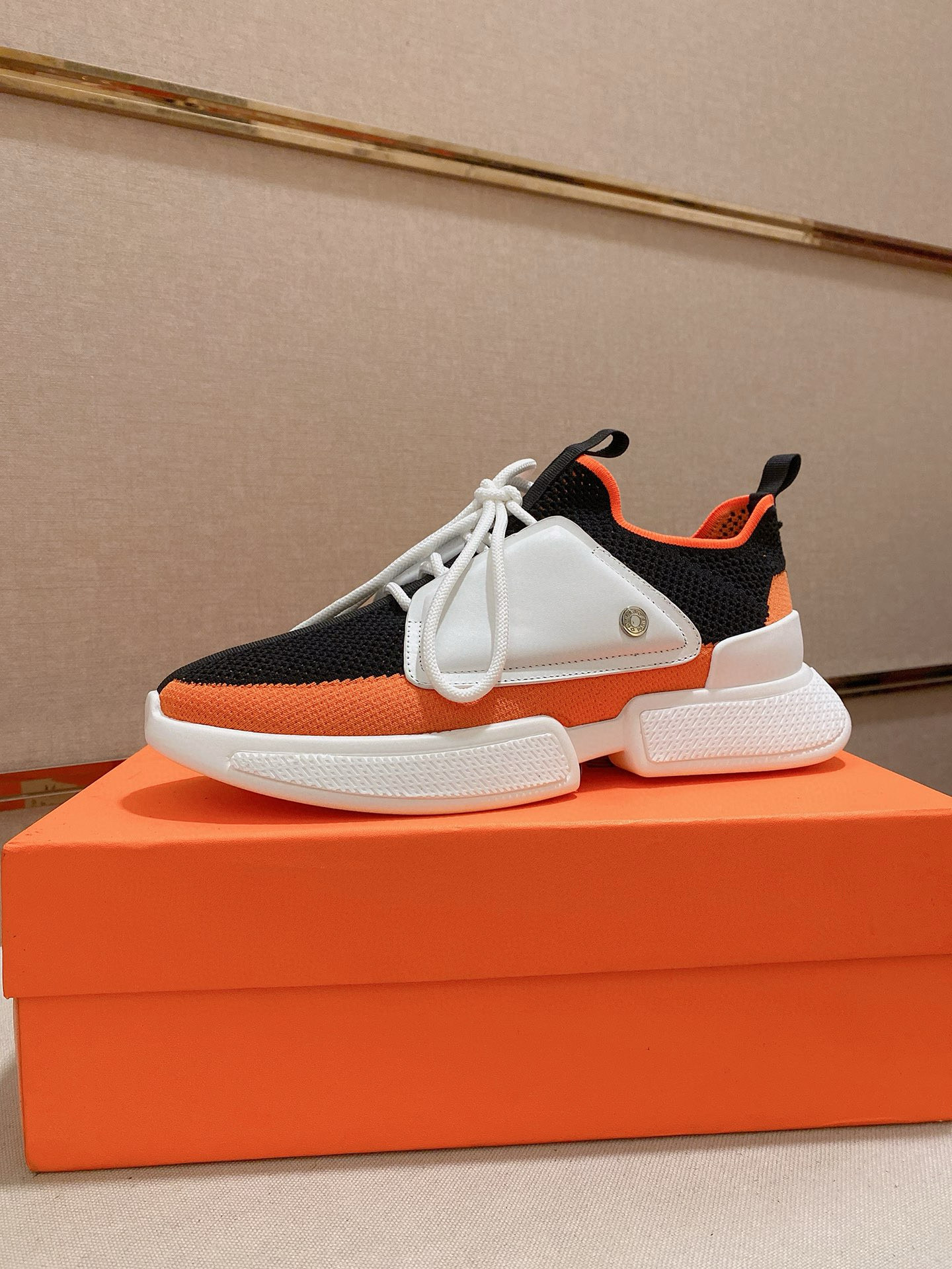 Hermes Men's Drift Sneaker: Knitted Sock Style, Leather Accents, Sizes 38-44