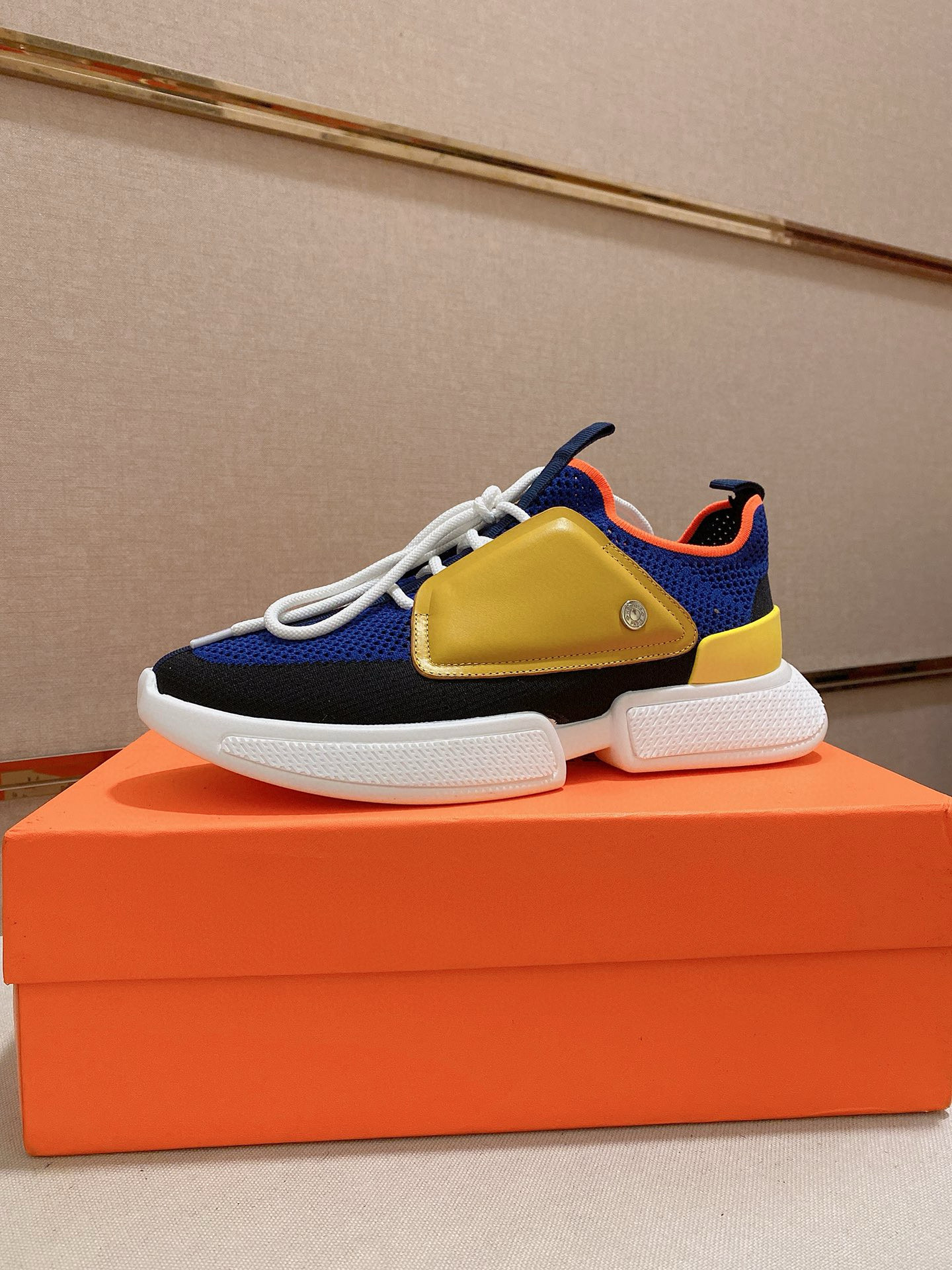 Hermes Men's Drift Sneaker - Tech Knit & Leather - Casual Dad Shoes