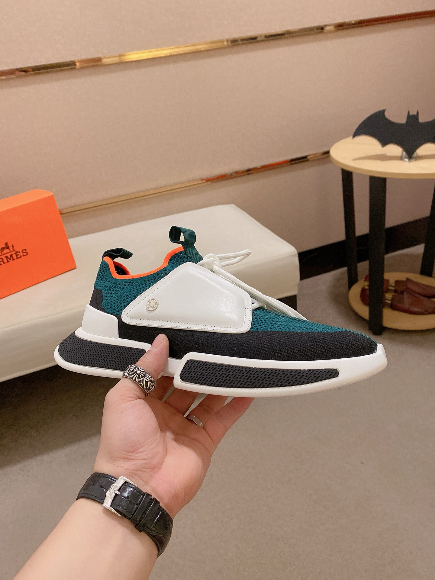 Hermes Drift Sneaker: Fly-Knit Sock Sneakers in Leather Trim, Men's Size 38-44 5 i1741935775284 1397 0 3