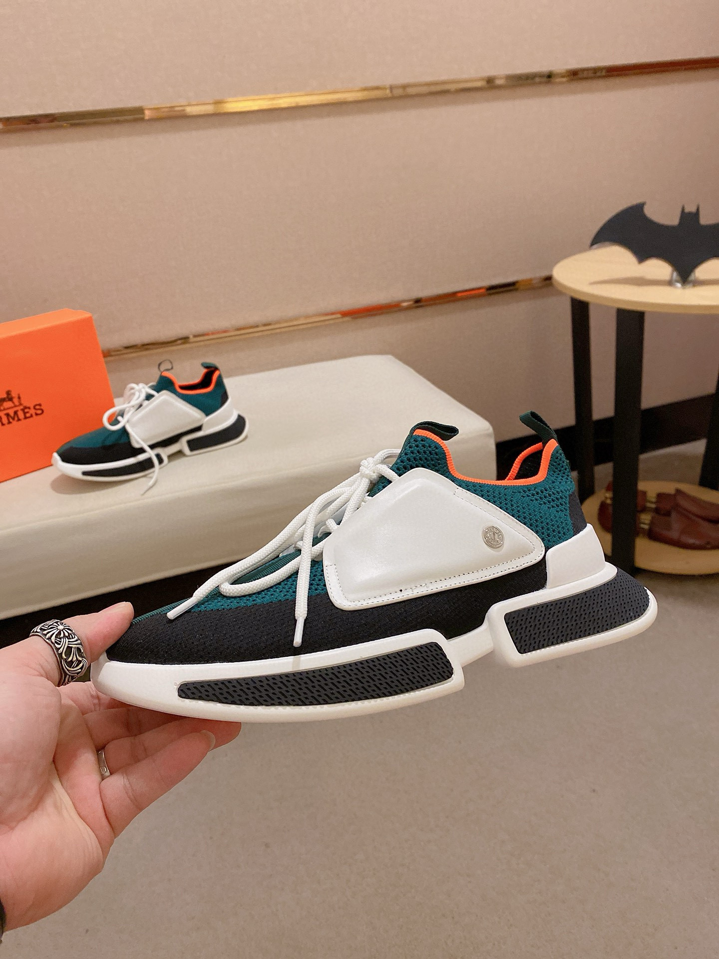 Hermes Drift Sneaker: Fly-Knit Sock Sneakers in Leather Trim, Men's Size 38-44 4 i1741935775735 6909 0 2