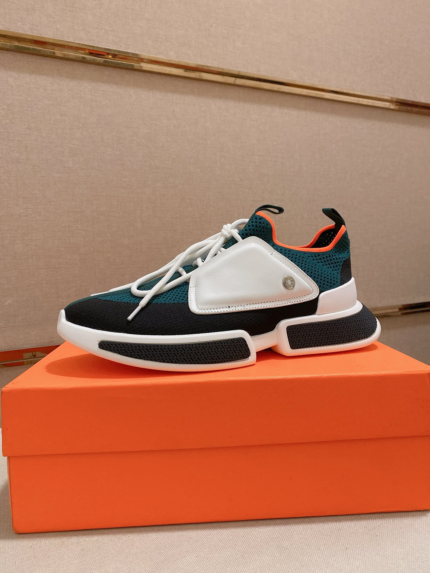 Hermes Drift Sneaker: Fly-Knit Sock Sneakers in Leather Trim, Men's Size 38-44