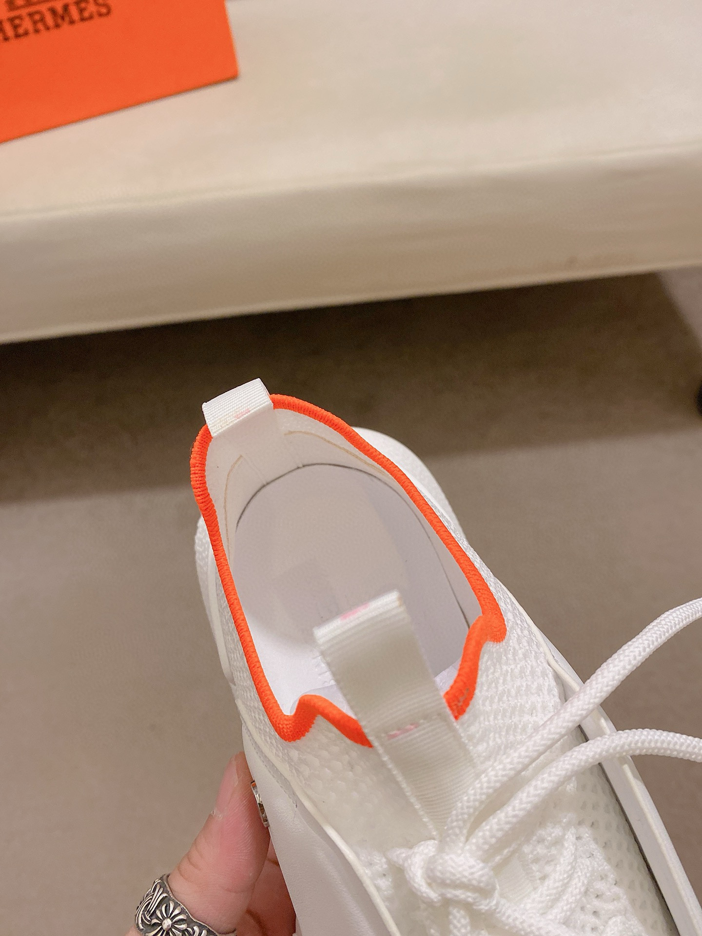 Hermes Drift Sneaker: Fly-Knit Sock Sneakers in White Leather Trim 7 i1741935802888 1303 0 5