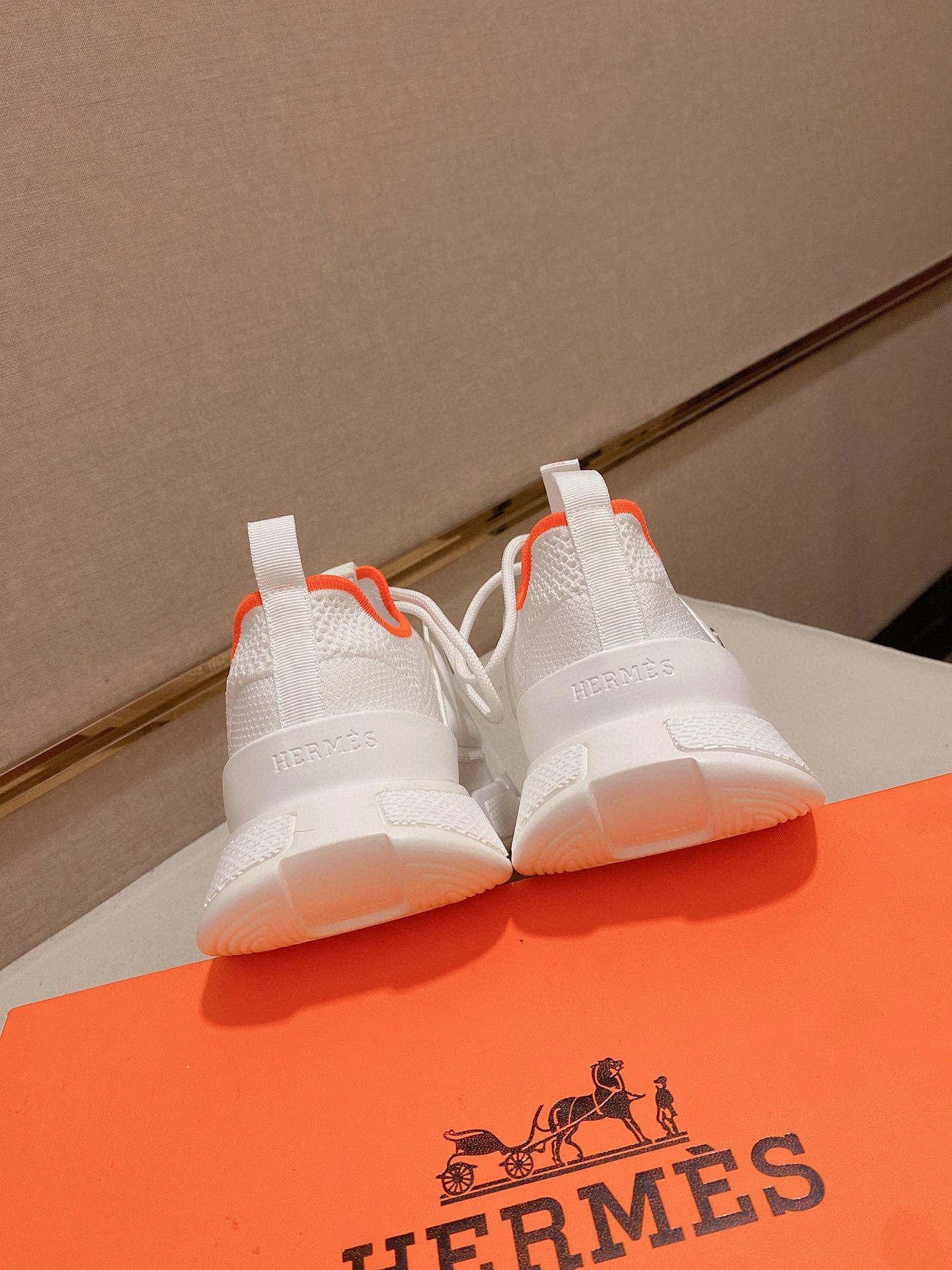 Hermes Drift Sneaker: Fly-Knit Sock Sneakers in White Leather Trim 9 i1741935802894 2745 0 7