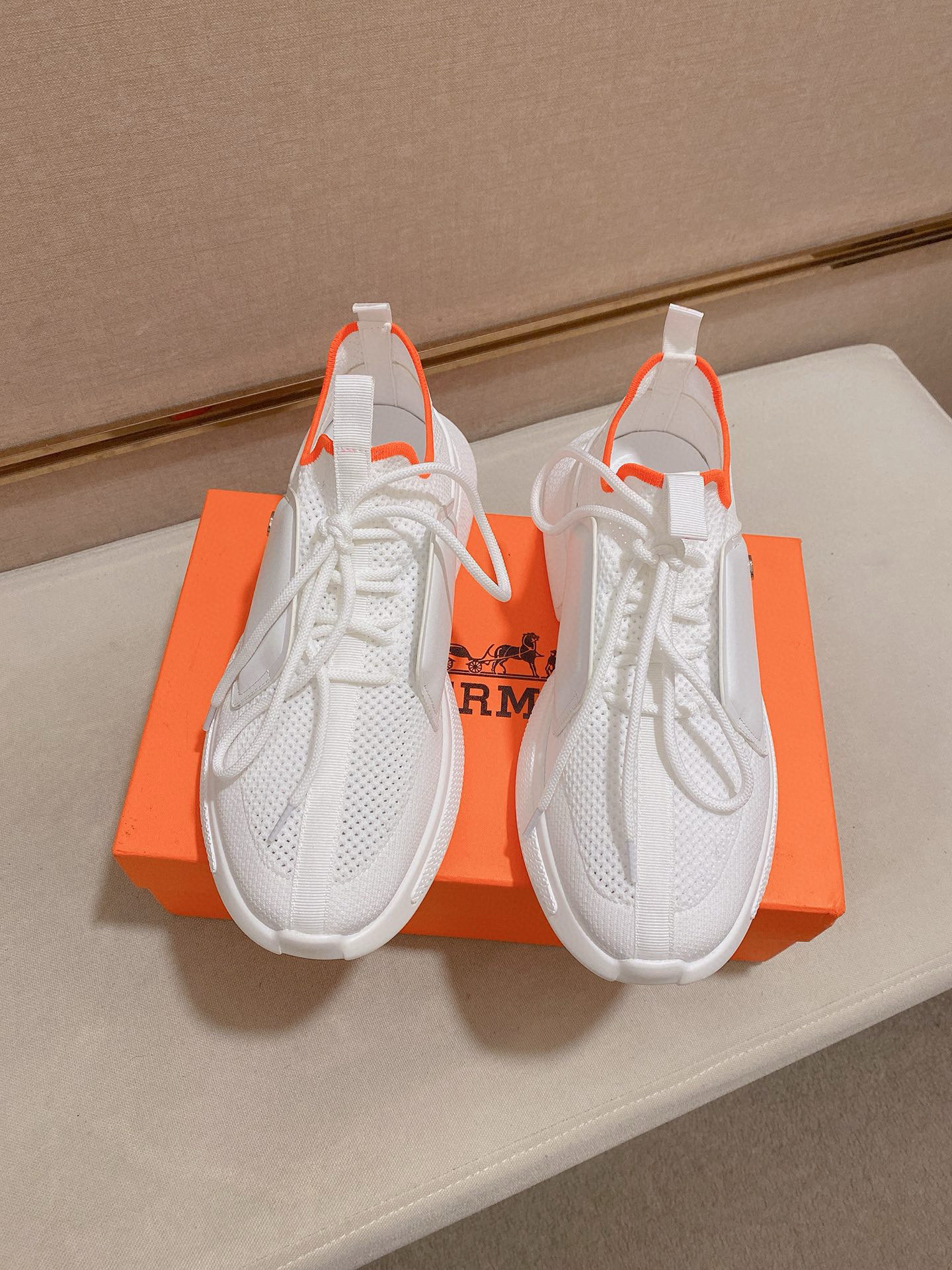 Hermes Drift Sneaker: Fly-Knit Sock Sneakers in White Leather Trim 8 i1741935803387 9925 0 6