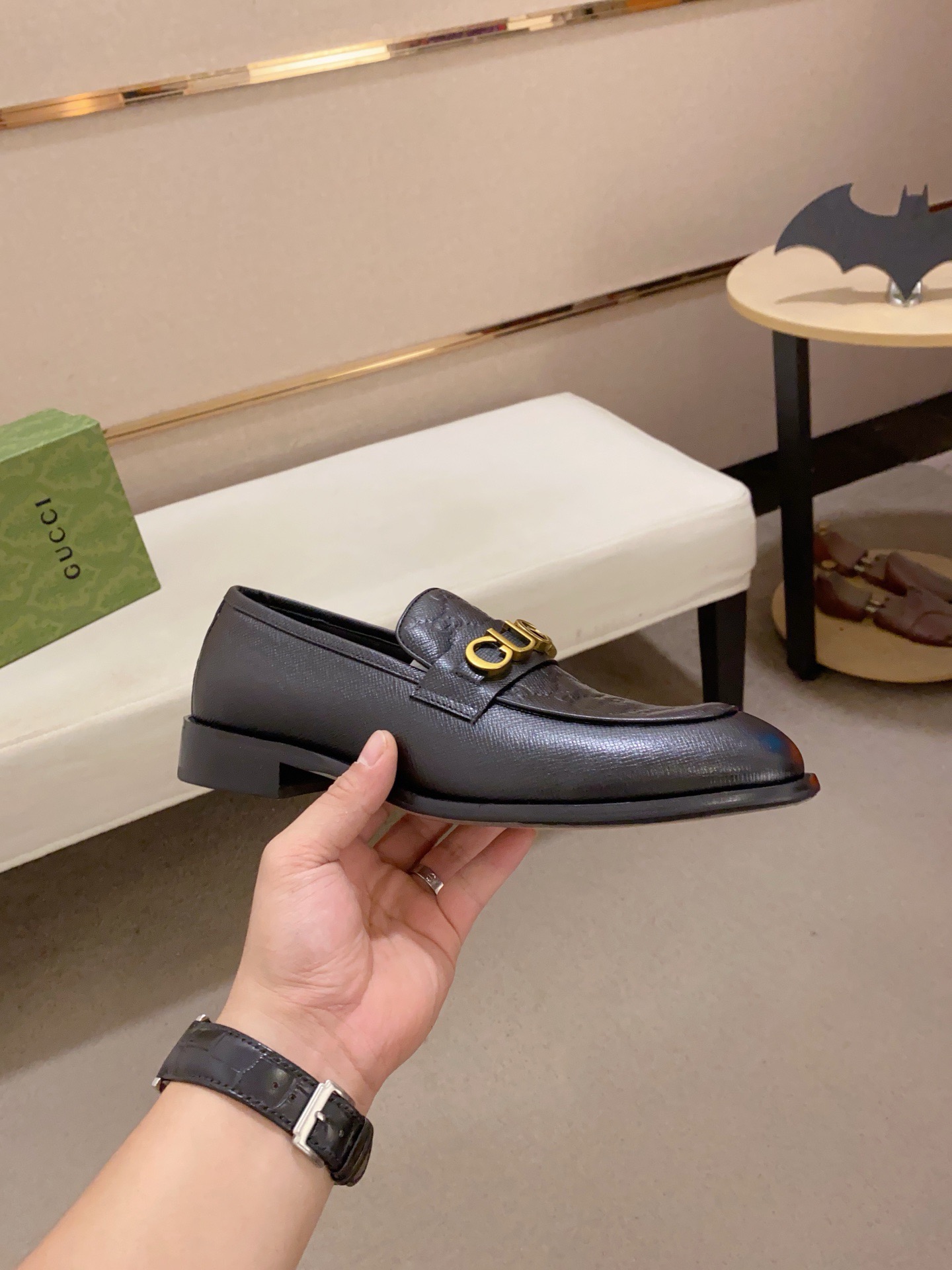 Gucci Men's Leather Loafers with Gold-Tone Hardware, Size 39-44 5 i1741936498045 5210 0 3