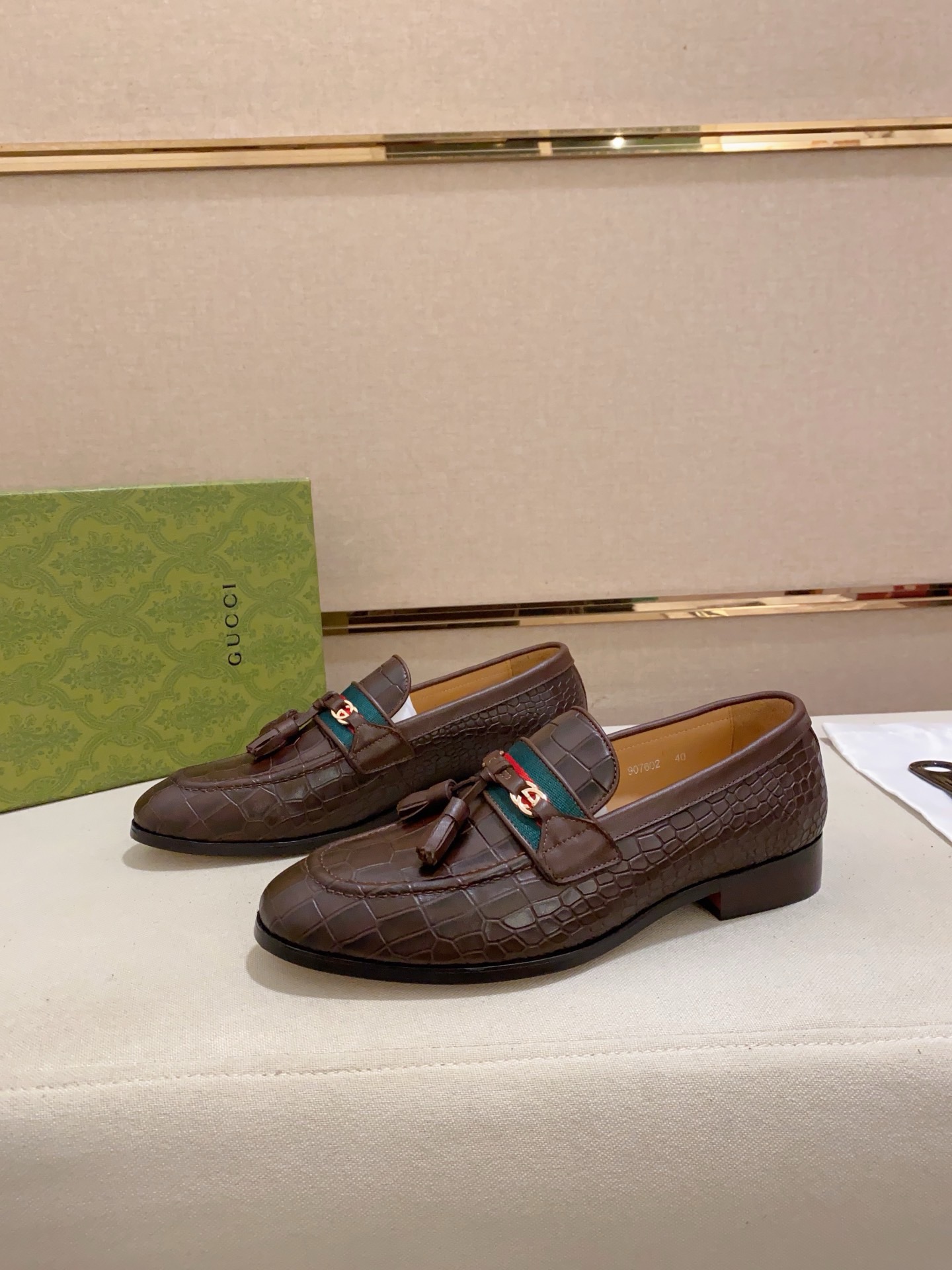 Gucci Men's Brown Leather Loafers with Tassel and Crocodile Embossed Design 6 i1741936649781 5280 0 4