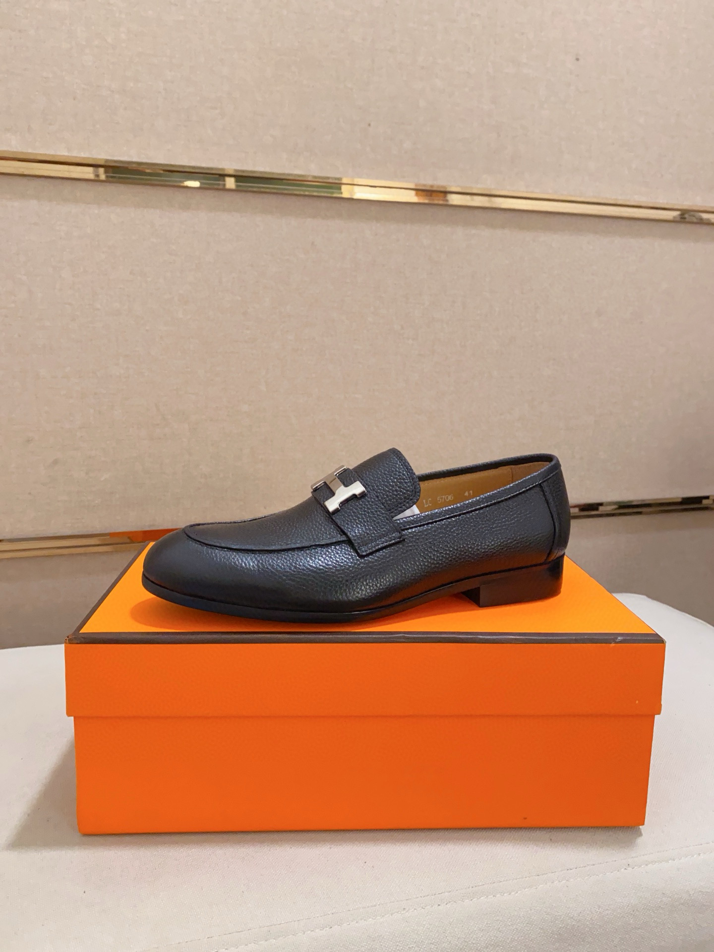 Hermes Men's Leather Loafers Business Casual Dress Shoes Size 38-44
