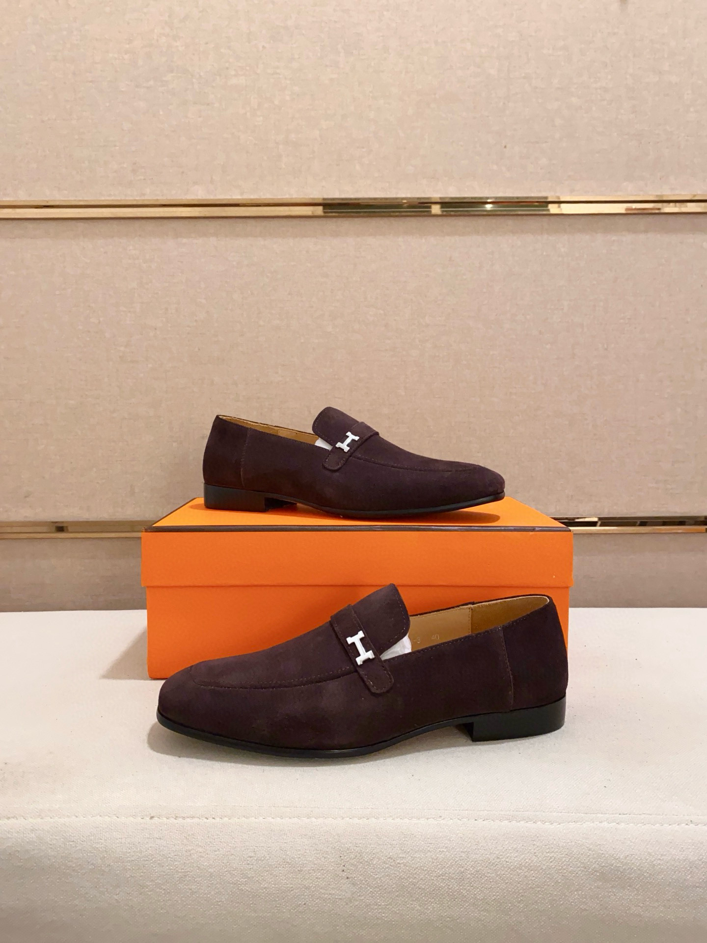 Hermes Men's Suede Loafer with Leather Lining and Rubber Sole,Sizes 38-44 8 i1741937290712 3438 0 6