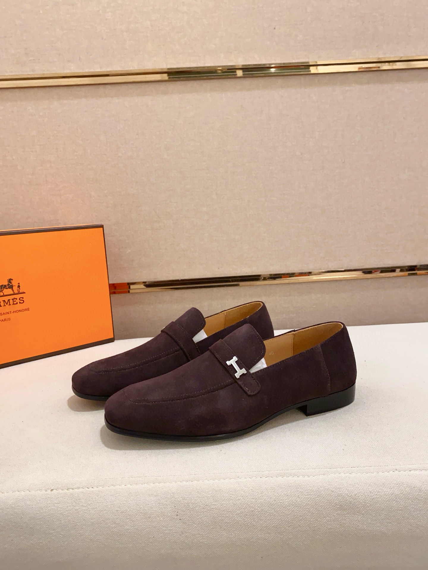 Hermes Men's Suede Loafer with Leather Lining and Rubber Sole,Sizes 38-44 6 i1741937291378 6536 0 4