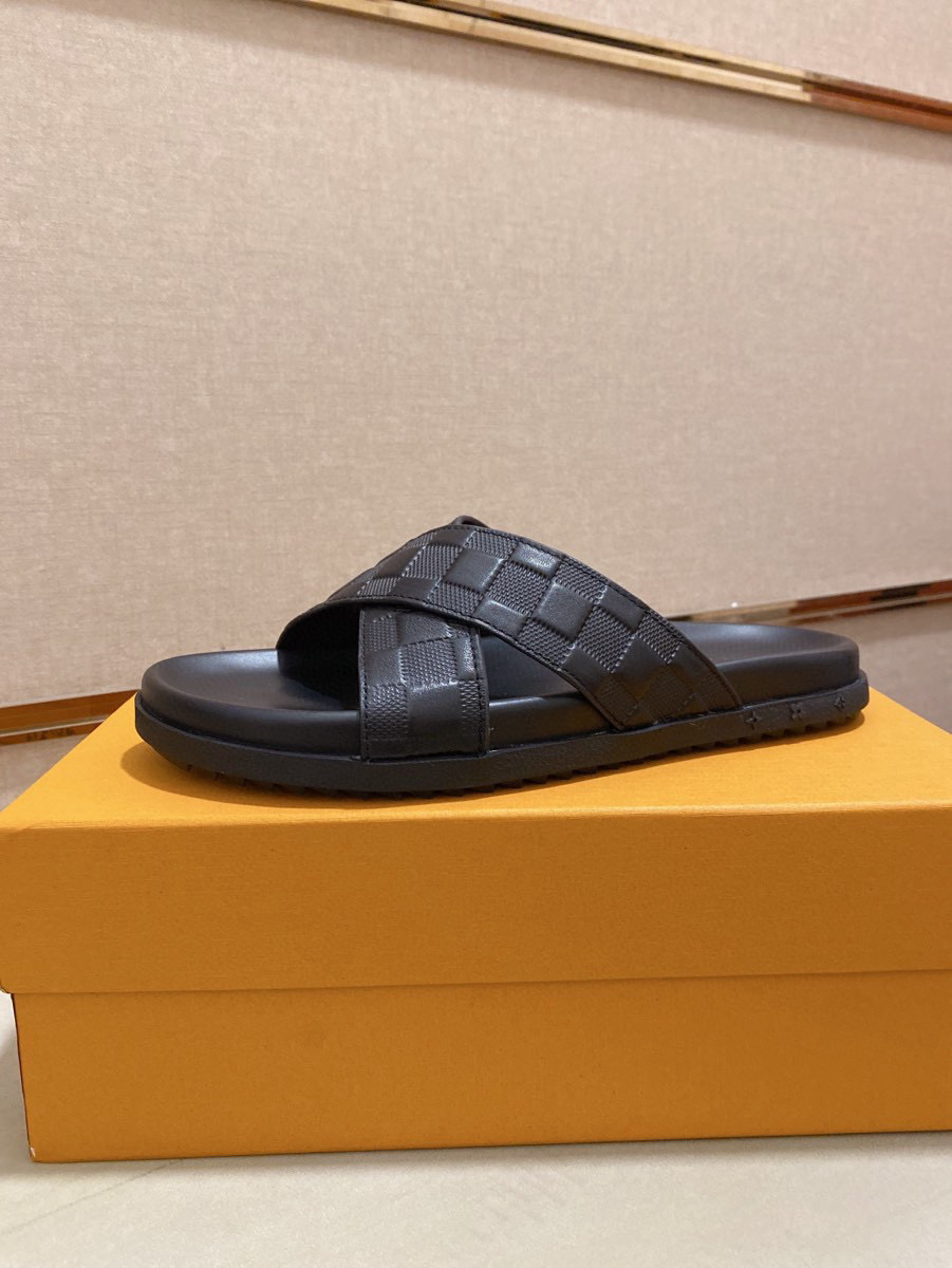 Louis Vuitton Men's Woven Leather Slide Sandals | Comfortable & Stylish